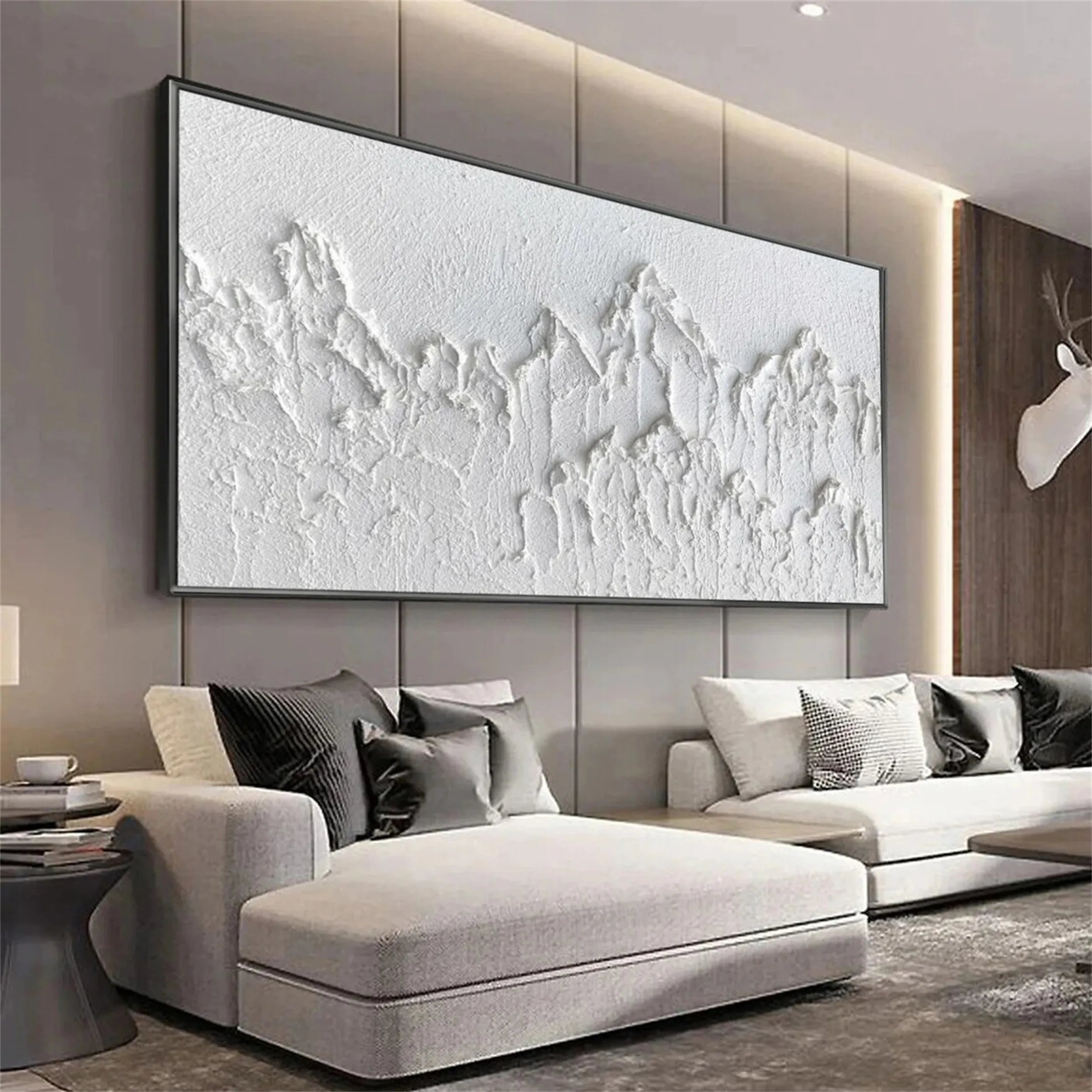 White Minimalist Textured Painting Canvas - Modern Abstract Wall Art for Living Room, Bedroom & Office Decor | Premium Quality #MM195