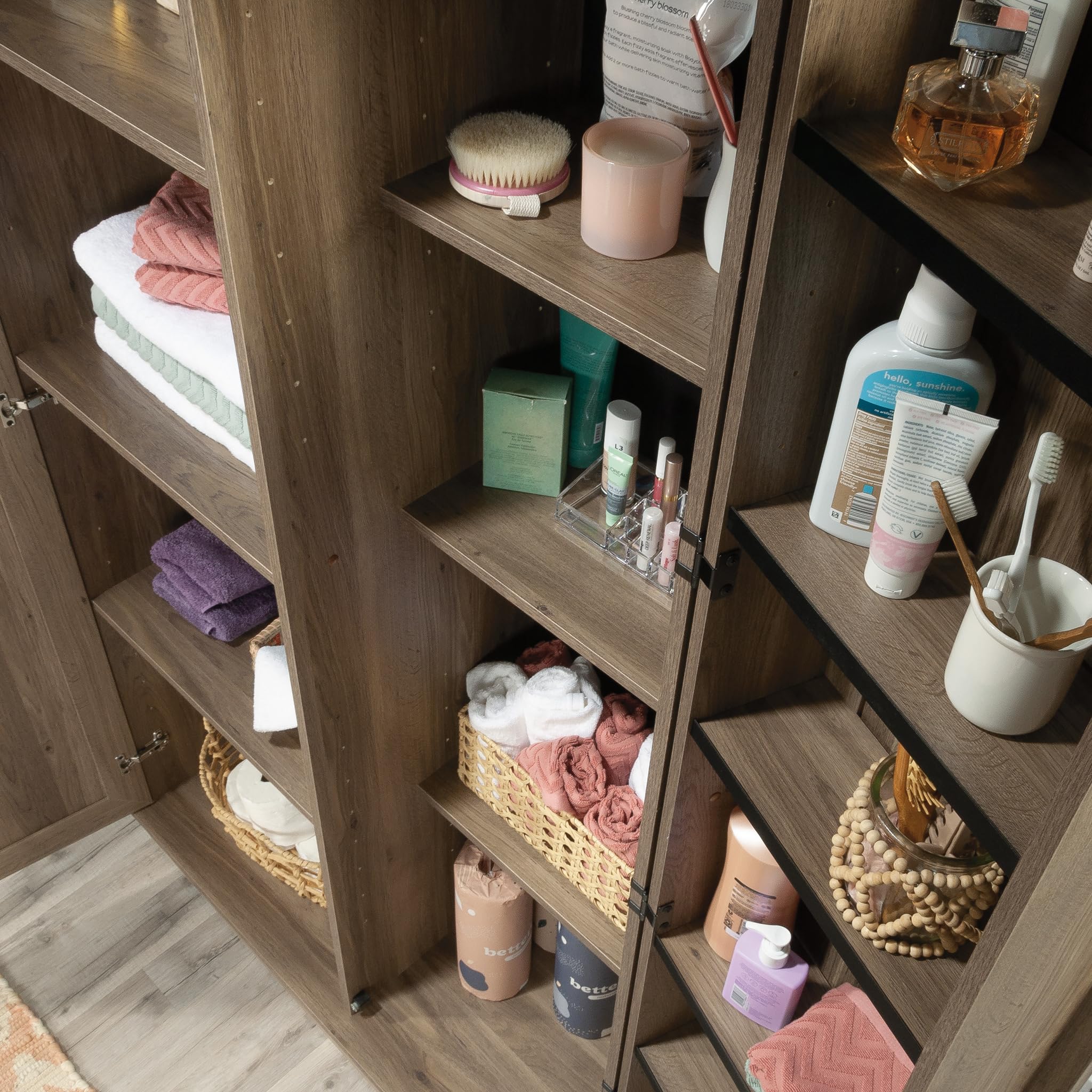Sauder HomePlus Storage Cabinet - Pantry Organizer with Salt Oak Finish for Kitchen, Bathroom & Living Room Storage