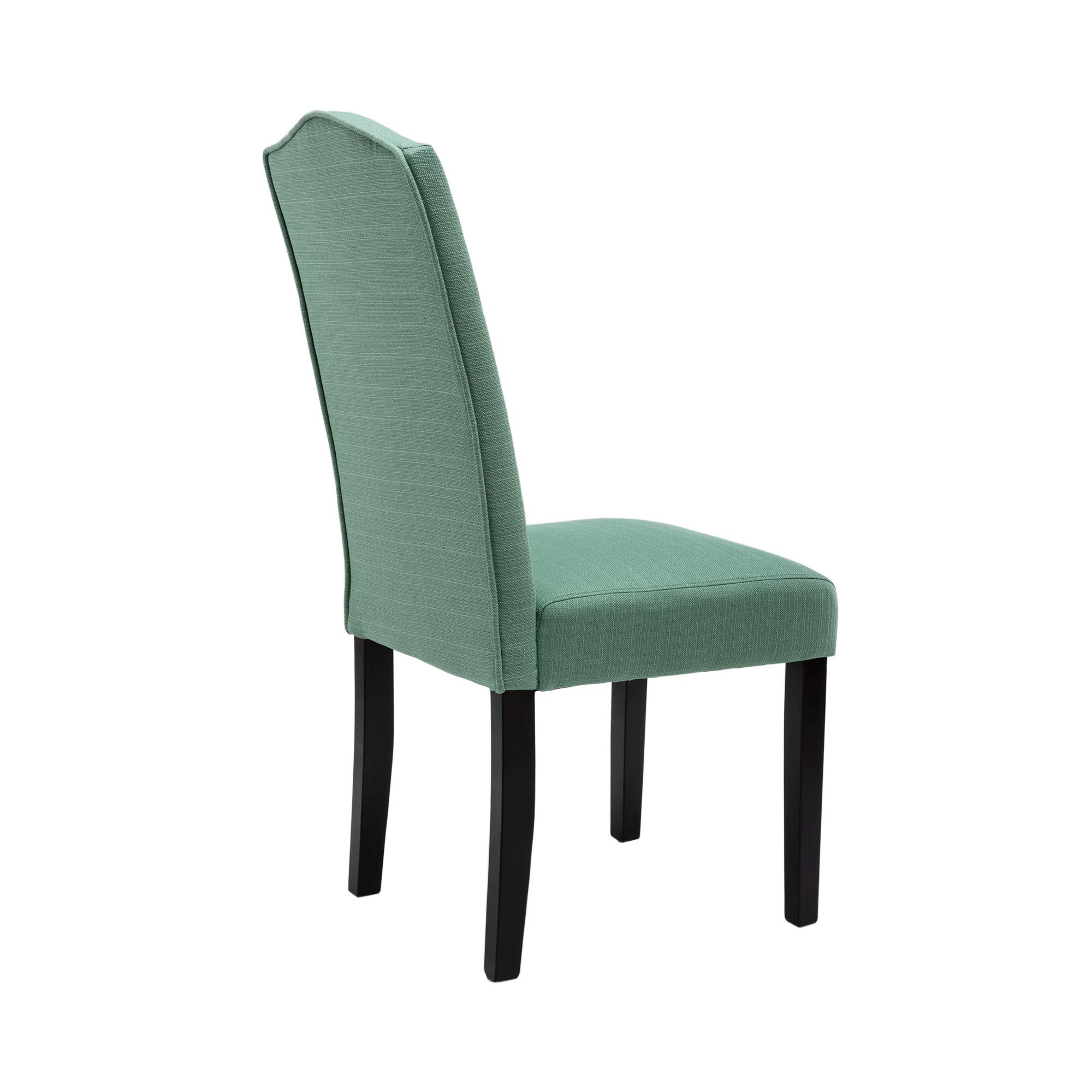LSSBOUGHT Set of 2 Green Upholstered Parsons Dining Chairs - Solid Wood Frame Fabric Kitchen Chairs with Nailhead Trim - Perfect for Dining Room, Kitchen, and Breakfast Nook