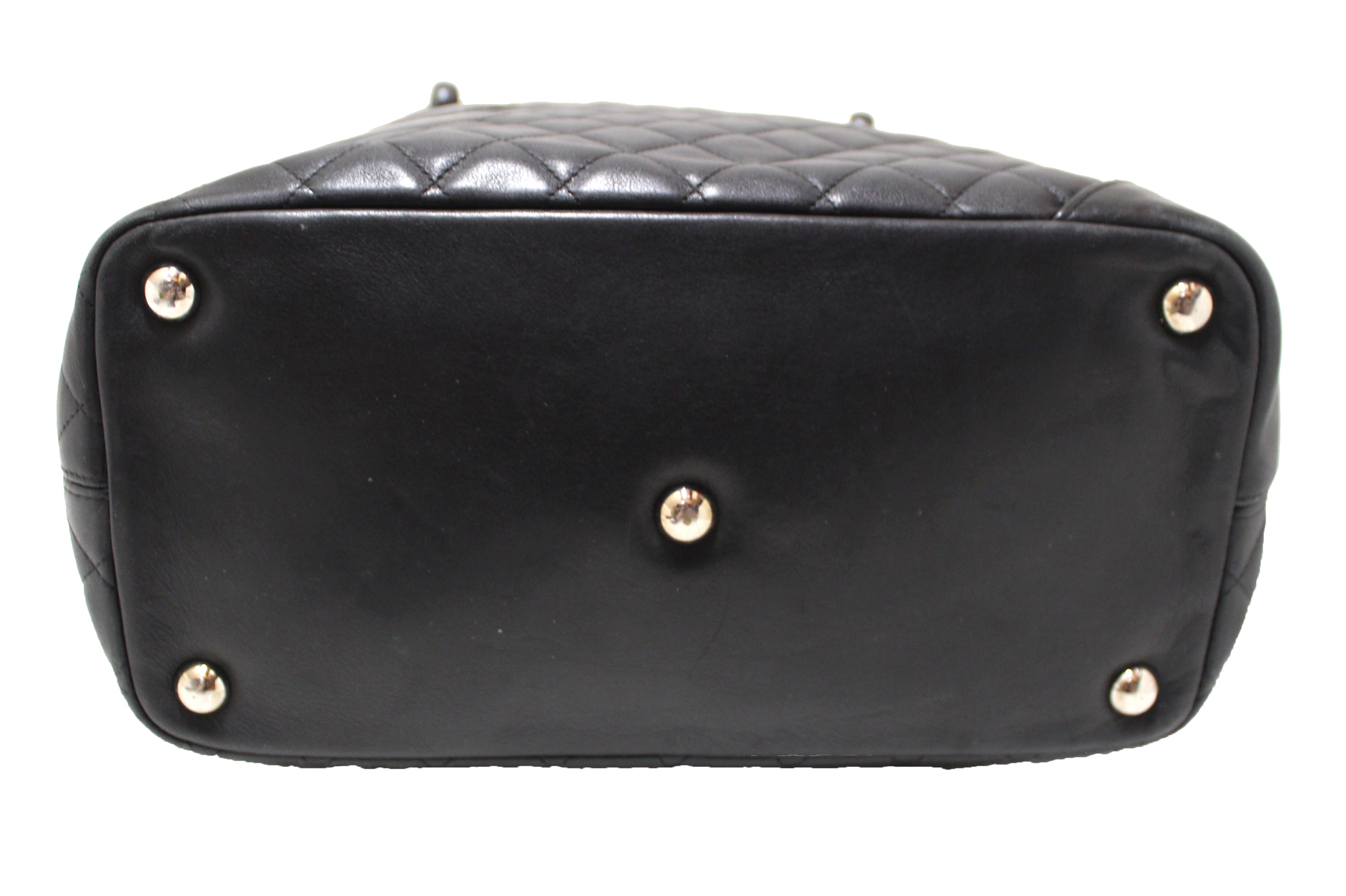 Authentic Chanel Black Quilted Calfskin Leather Large Cambon Tote Shoulder Bag for Women - Luxury Designer Handbag for Work, Travel & Everyday Use