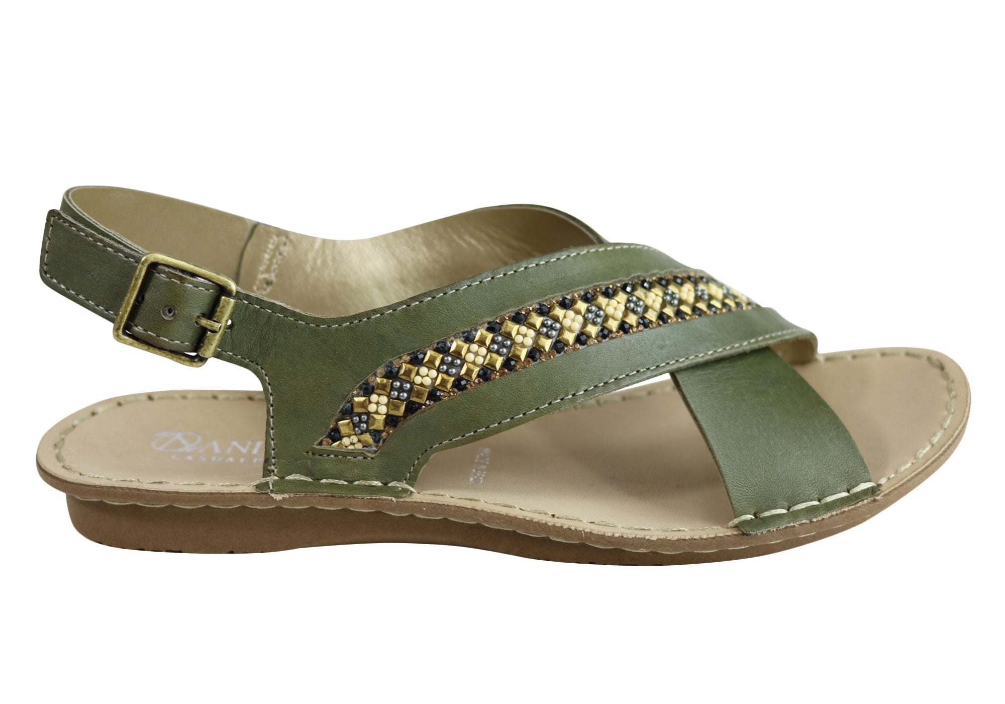 Andacco Veronique Women's Comfort Flat Leather Sandals - Handmade in Brazil - Perfect for Summer, Beach & Casual Outings