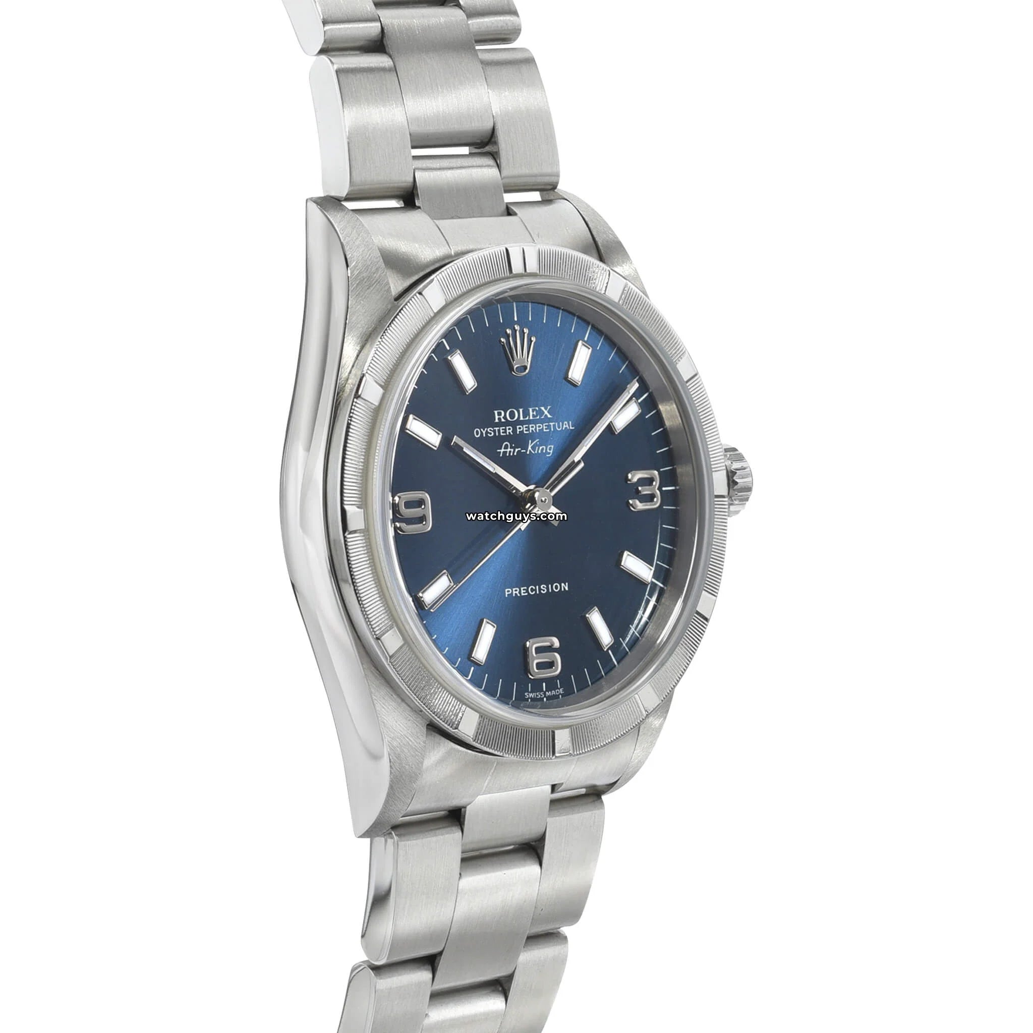 Authentic Rolex Air King 14000 Blue Dial Stainless Steel Men's Watch - Luxury Timepiece for Business, Formal & Everyday Wear