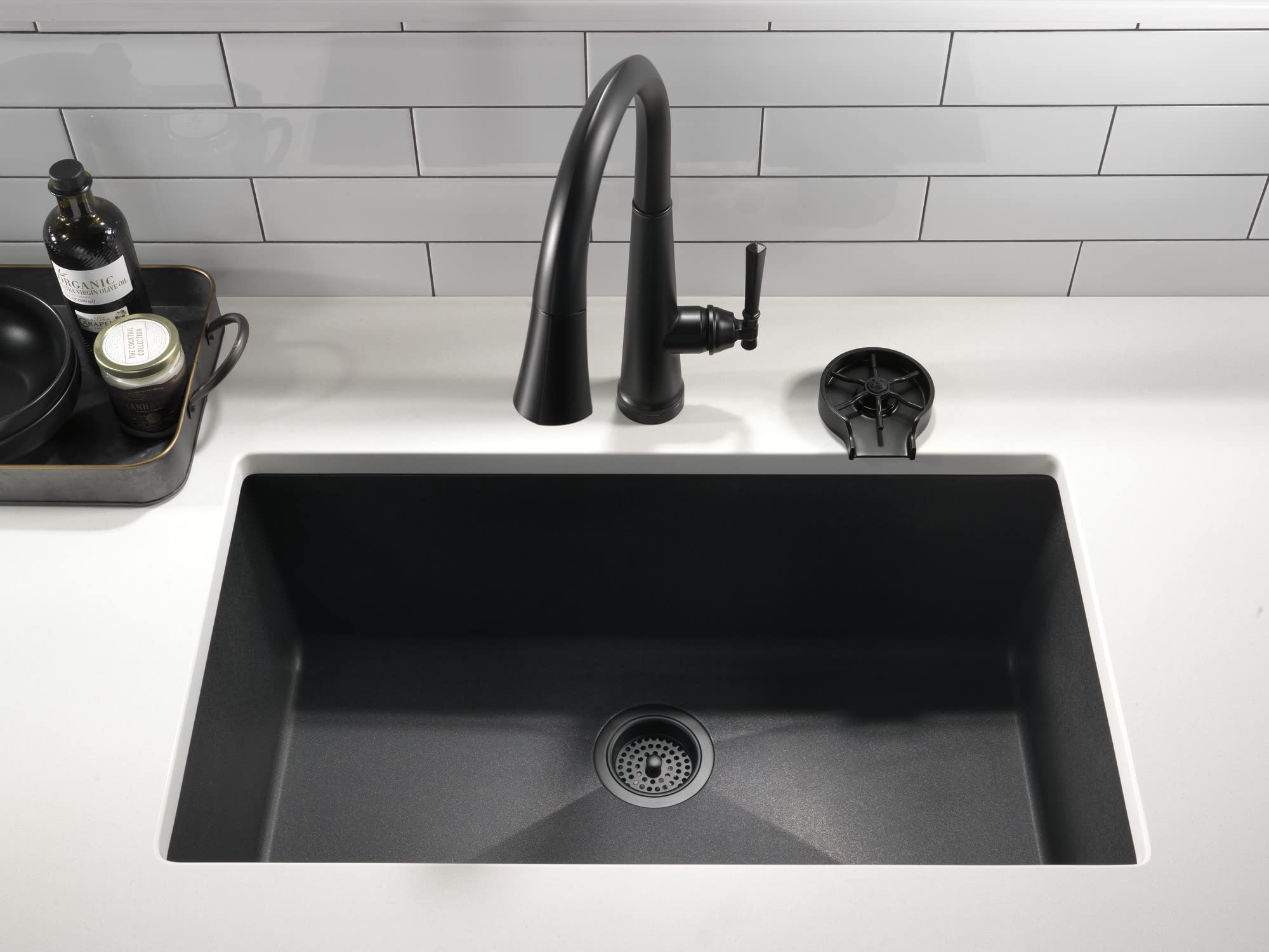 Delta GR250-BL Matte Black Metal Glass Rinser for Kitchen Sinks - Bar & Kitchen Sink Accessories - Perfect for Washing Wine Glasses, Beer Mugs & Barware - Ideal for Home Bars, Restaurants & Commercial Use