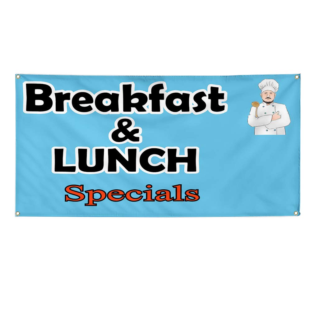 Custom Vinyl Banner 48x96 Inches - Weatherproof & Durable for Breakfast & Lunch Business Signs - Outdoor Yard, Industrial Use with 8 Grommets (Multiple Sizes Available) - Perfect for Restaurants, Cafes & Outdoor Events