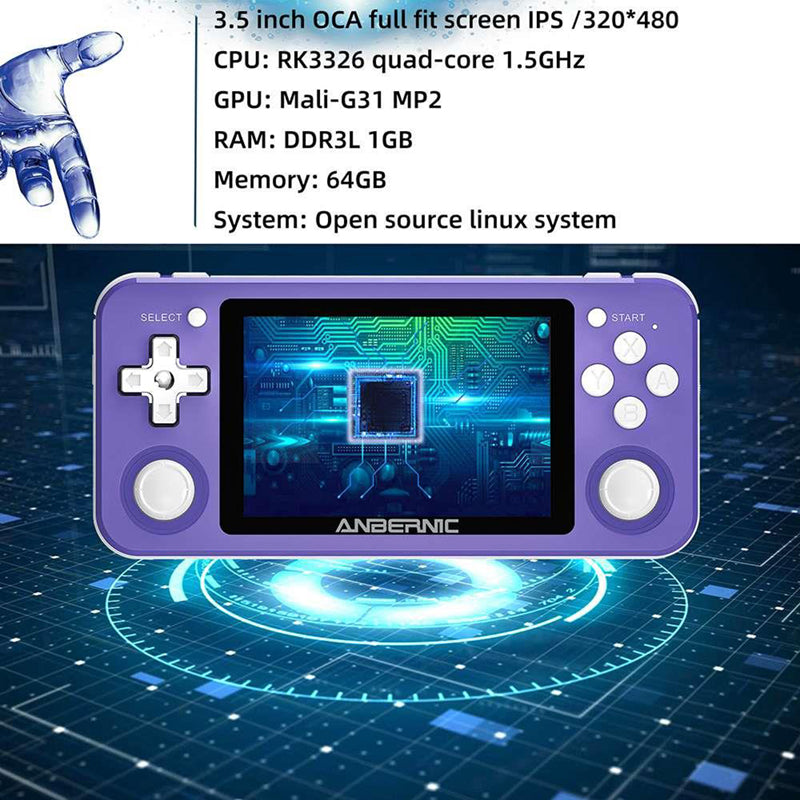 ANBERNIC RG351P Retro Handheld Game Console - Portable 3.5 Inch IPS Screen, Supports 5000+ Classic Games - Perfect for Travel, Commuting & Gaming Enthusiasts