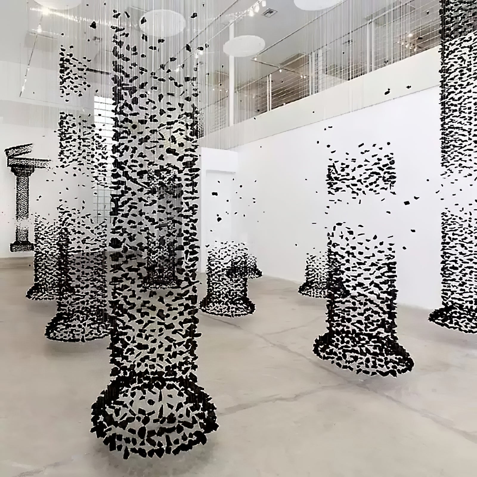 Modern Charcoal Cascade Pixel LED Chandelier - Dimmable Crystal Ceiling Light Fixture for Dining Room, Bedroom & Living Room Decor