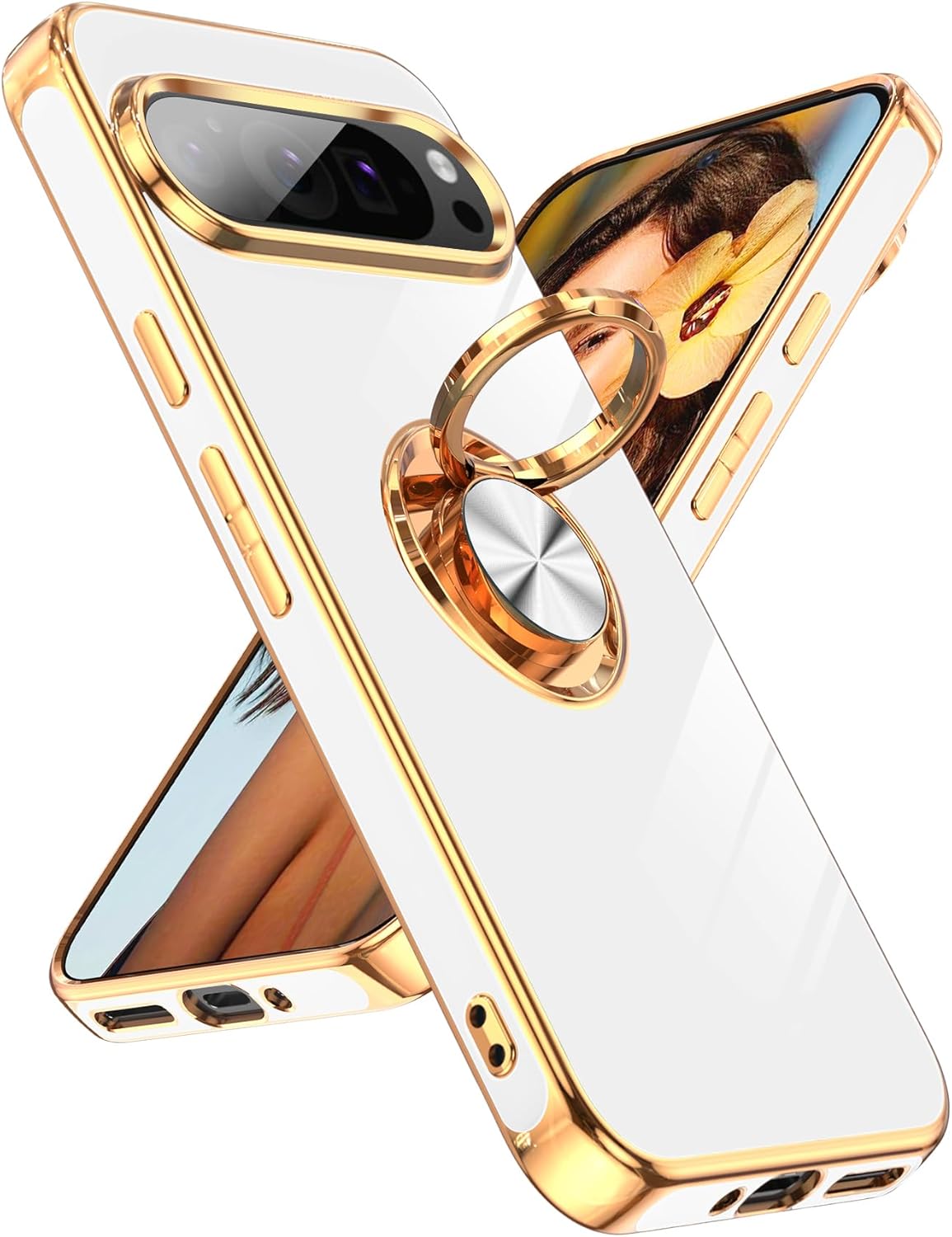 Pixel 9 Pro Magnetic Rotatable Ring Holder with Kickstand - 360° Swivel Phone Grip for Hands-Free Viewing, Perfect for Video Calls, Gaming & Travel