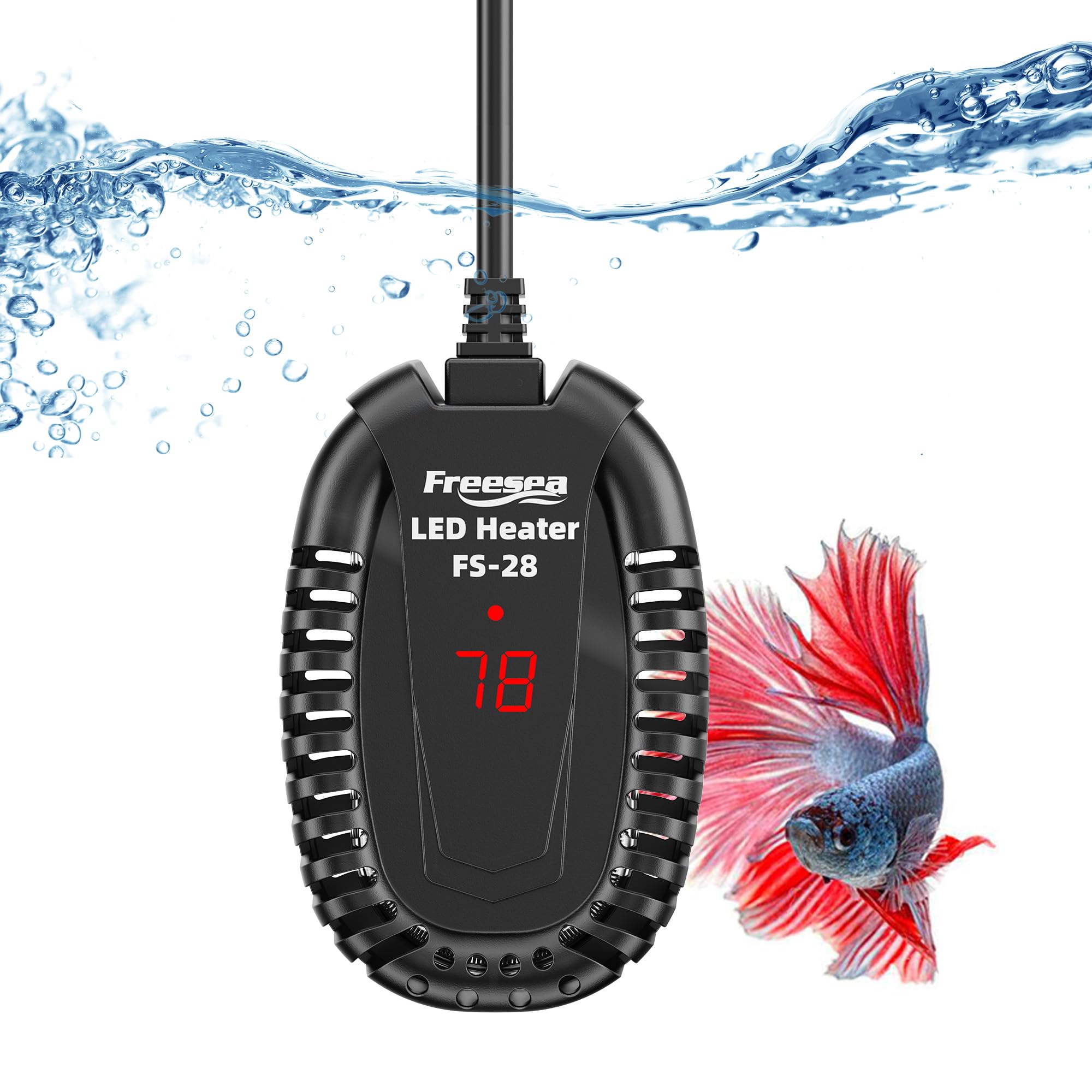 FREESEA 50W Submersible Aquarium Heater with Adjustable Temperature Controller - Perfect for Betta Fish, Turtles, Saltwater & Freshwater Tanks (1-10 Gallon) | Ideal for Home Aquariums, Fish Breeding & Pet Habitat Maintenance