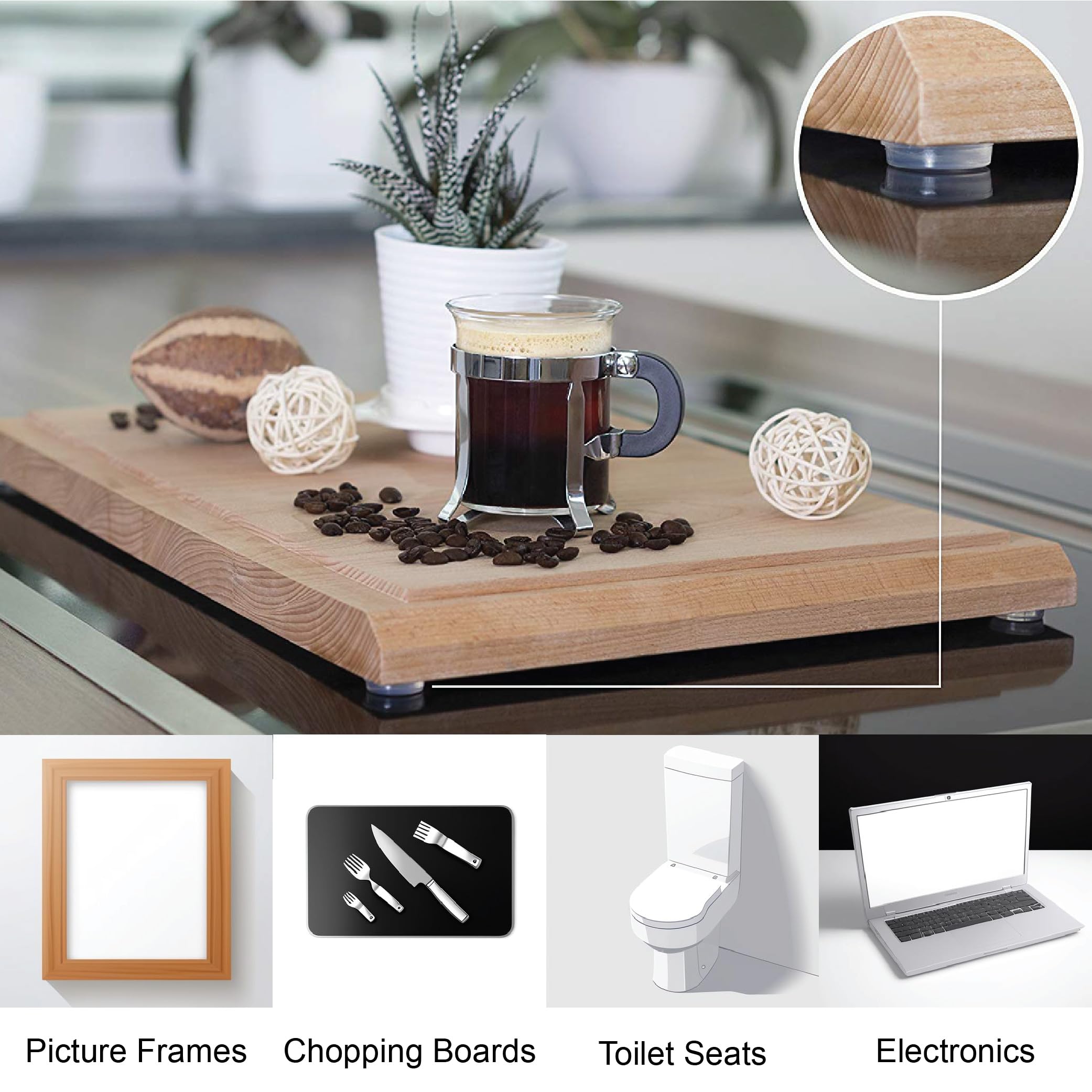 100-Pack Clear Adhesive Cabinet Door Bumpers - 1/2
