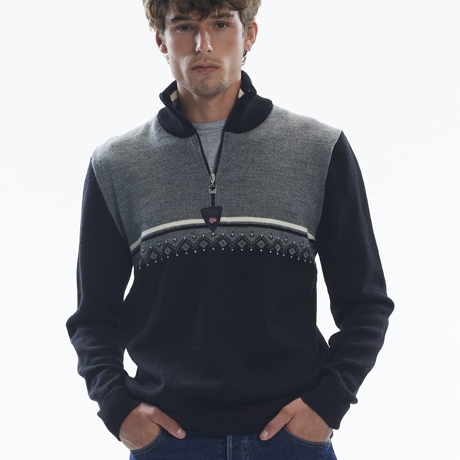 Dale of Norway Lahti Men's 100% Lightweight Wool Sweater - Regular Fit Pullover for Casual & Outdoor Wear - Warm Winter Knit for Hiking, Skiing & Everyday Use