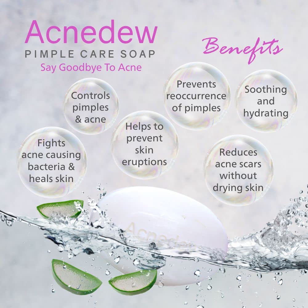 Acnedew Anti Acne Soap with 0.2% Salicylic Acid - Pimple Treatment for Acne Prone Skin - Pack of 2 (75g Each) - Gentle Cleansing for Face & Body - Perfect for Daily Skincare Routine