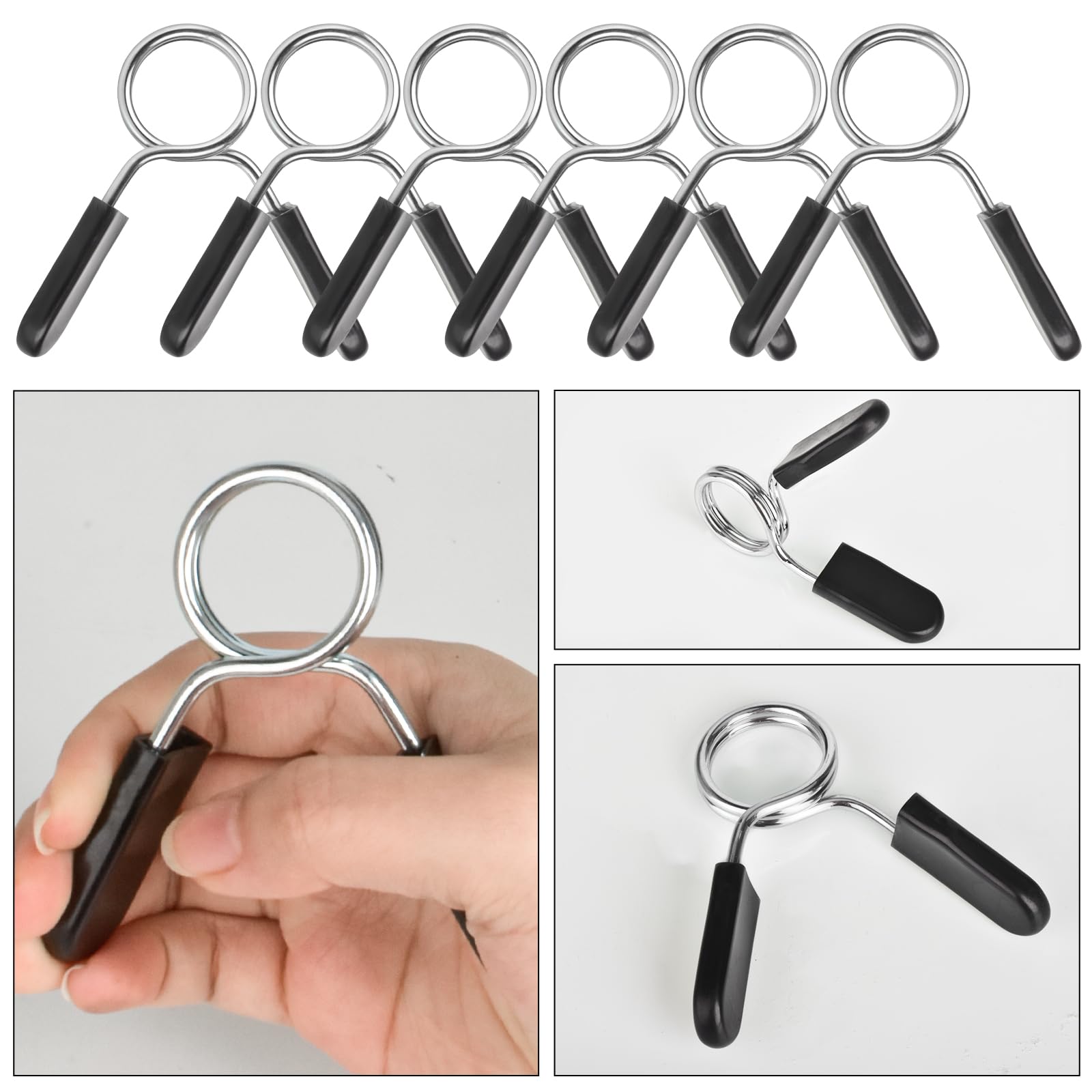 AccEncyc 1 Inch Olympic Barbell Spring Collar Clips - Heavy Duty Weightlifting Clamps for Dumbbells, Powerlifting & Strength Training - Secure Your Weights for Gym, Home & CrossFit Workouts