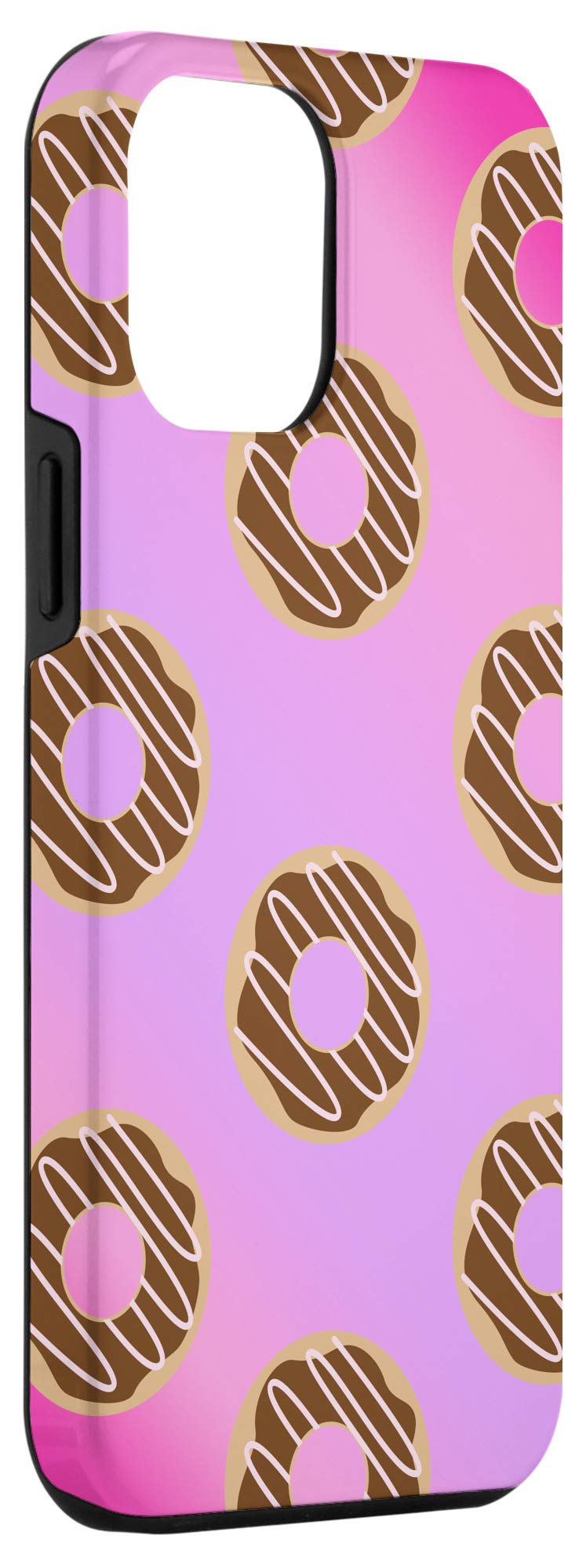 iPhone 12 Pro Max Case - Cute Donut & Chocolate Junk Food Design with Pink Ombre Pattern - Trendy Protective Phone Cover for Women & Teens - Perfect for Everyday Use, School, Work & Travel