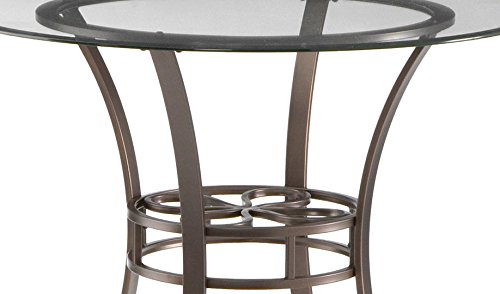 SEI Furniture Lucianna Round Glass Top Dining Table with Metal Frame - Dark Brown - Perfect for Kitchen, Dining Room, and Small Spaces