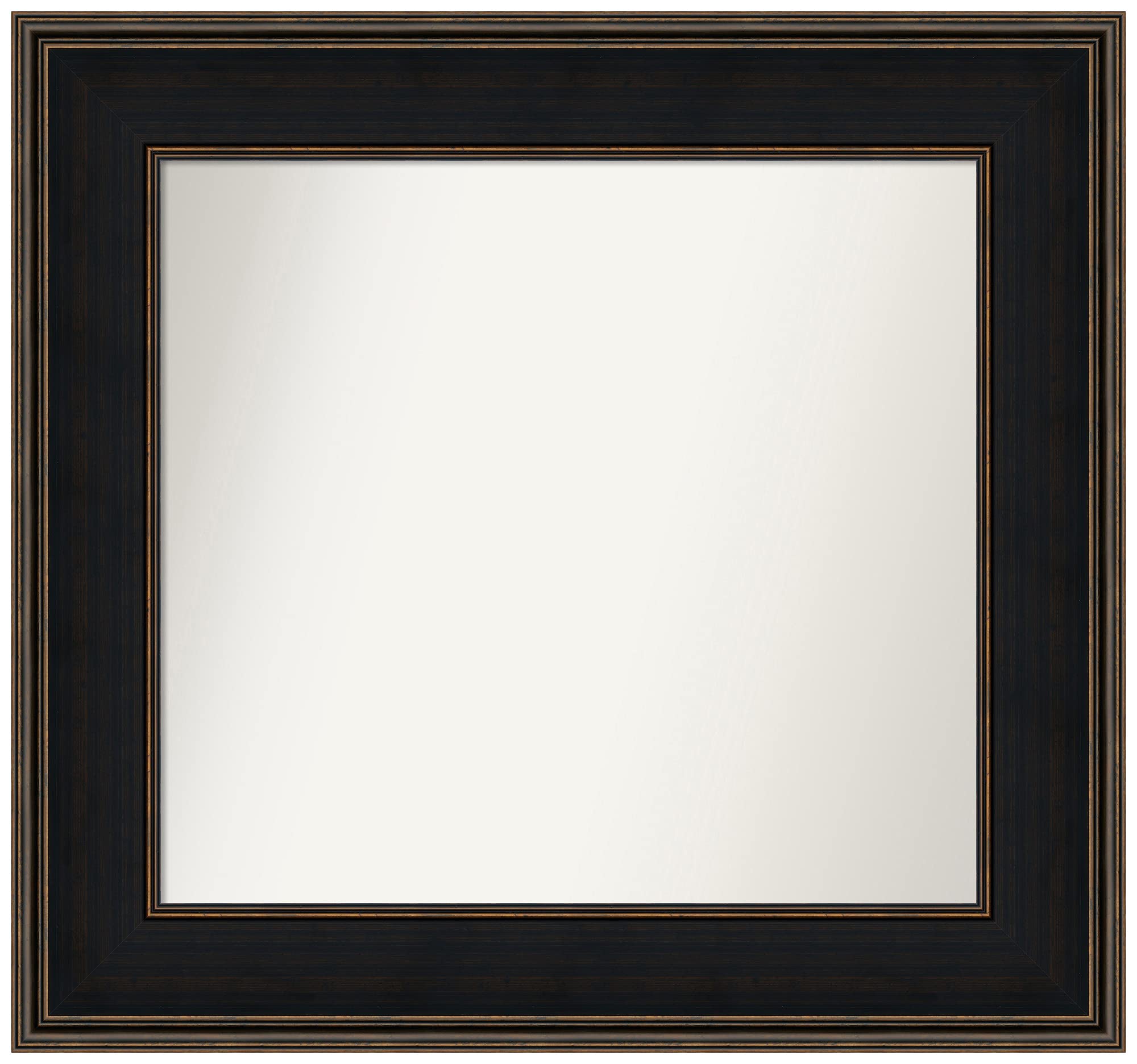 Amanti Art Non-Beveled Custom Wall Mirror 28.5 x 30.5 Inches - Mezzanine Espresso Frame - Bathroom, Living Room, Bedroom Decor - Black & Brown Finish - Various Custom Sizes Available