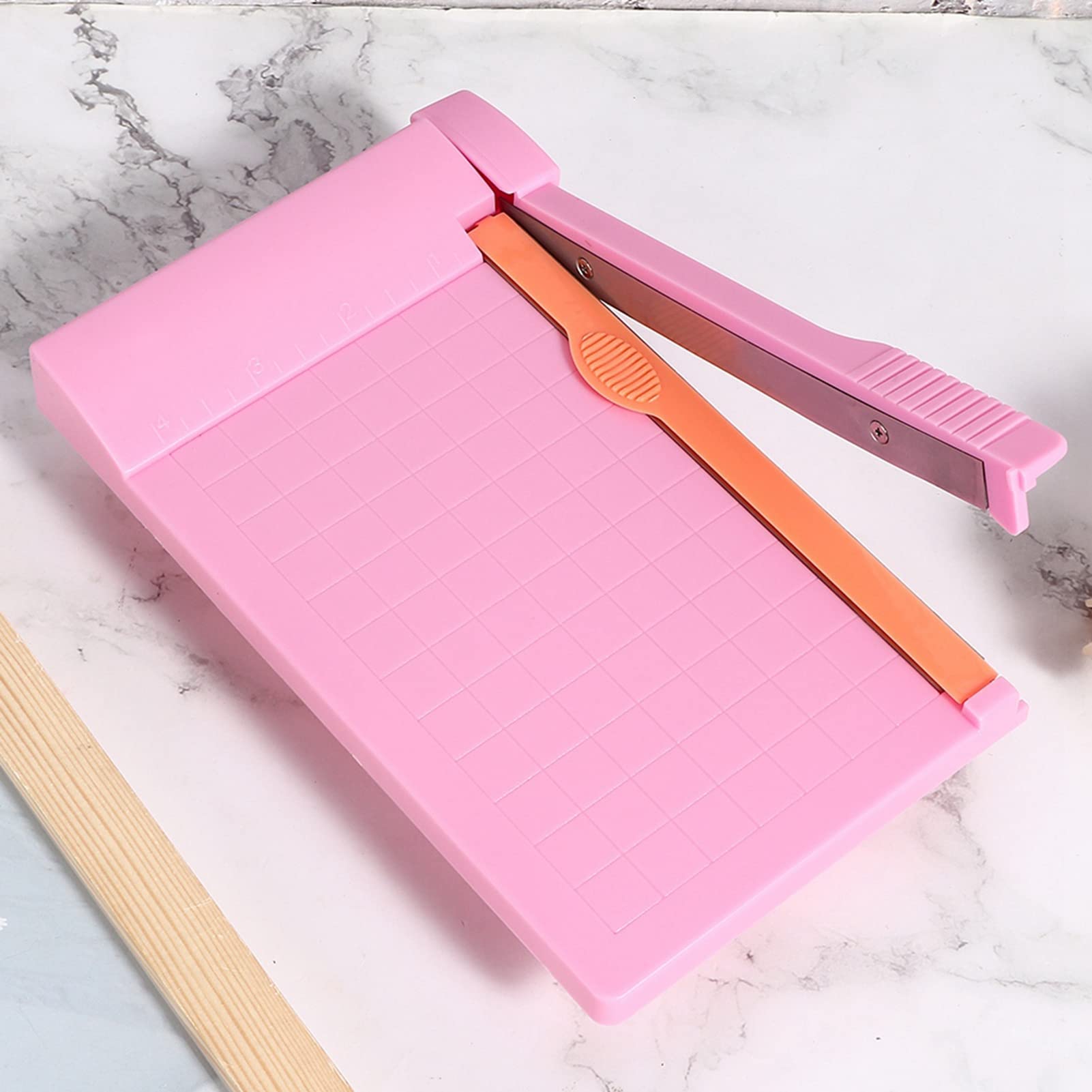 Portable Mini Paper Cutter - Precision Paper Trimmer for Cardstock, Photos & Scrapbooking | Gridded Cutting Board with Knife | Ideal for DIY Crafts, ID Photos & Office Use