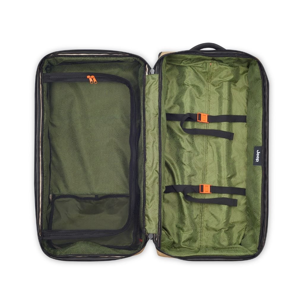 Jeep 73cm 2-Wheel All-Terrain Rolling Duffle Bag - Warm Sand | Heavy-Duty Travel Luggage for Camping, Hiking & Outdoor Adventures