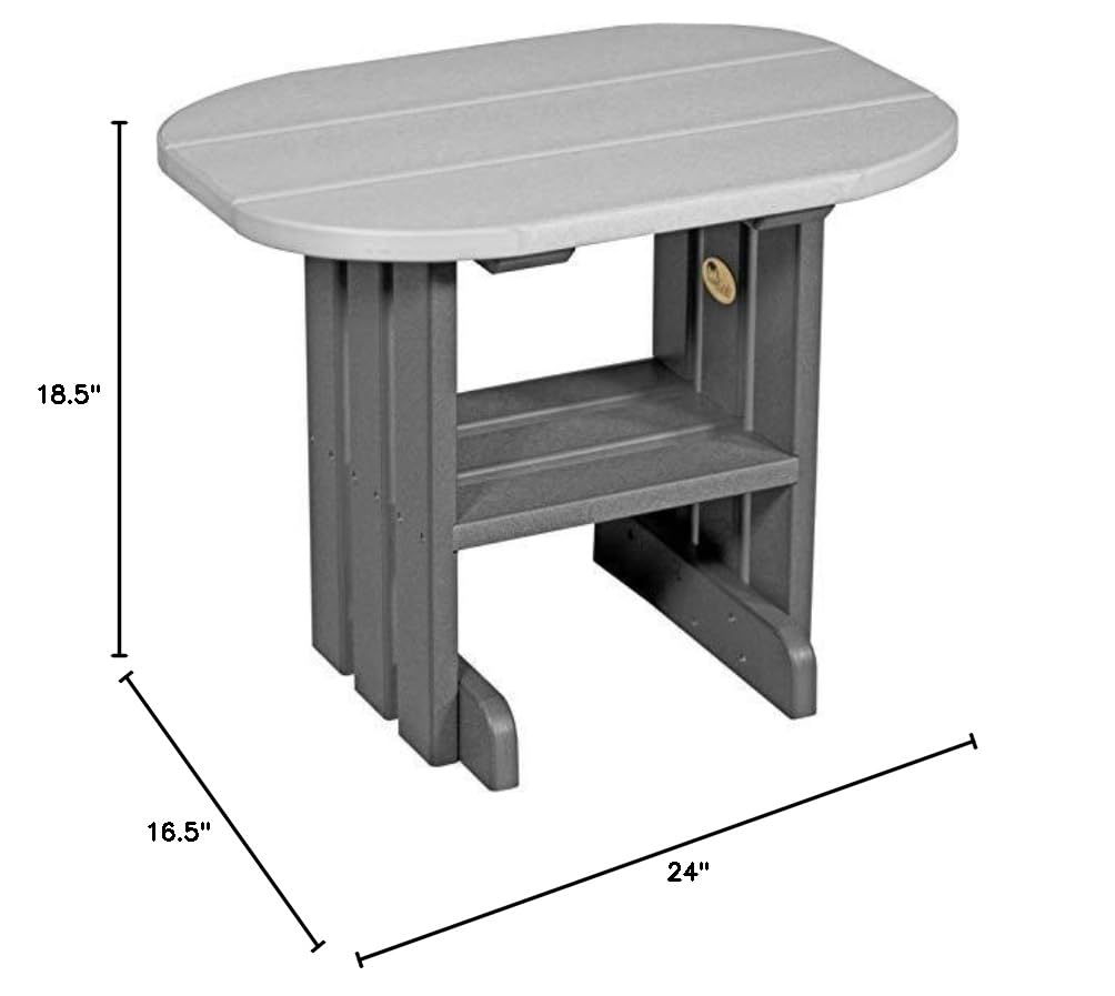 LuxCraft Modern Poly End Table - Dove Grey on Slate Finish - Perfect for Living Room, Bedroom or Office Side Table