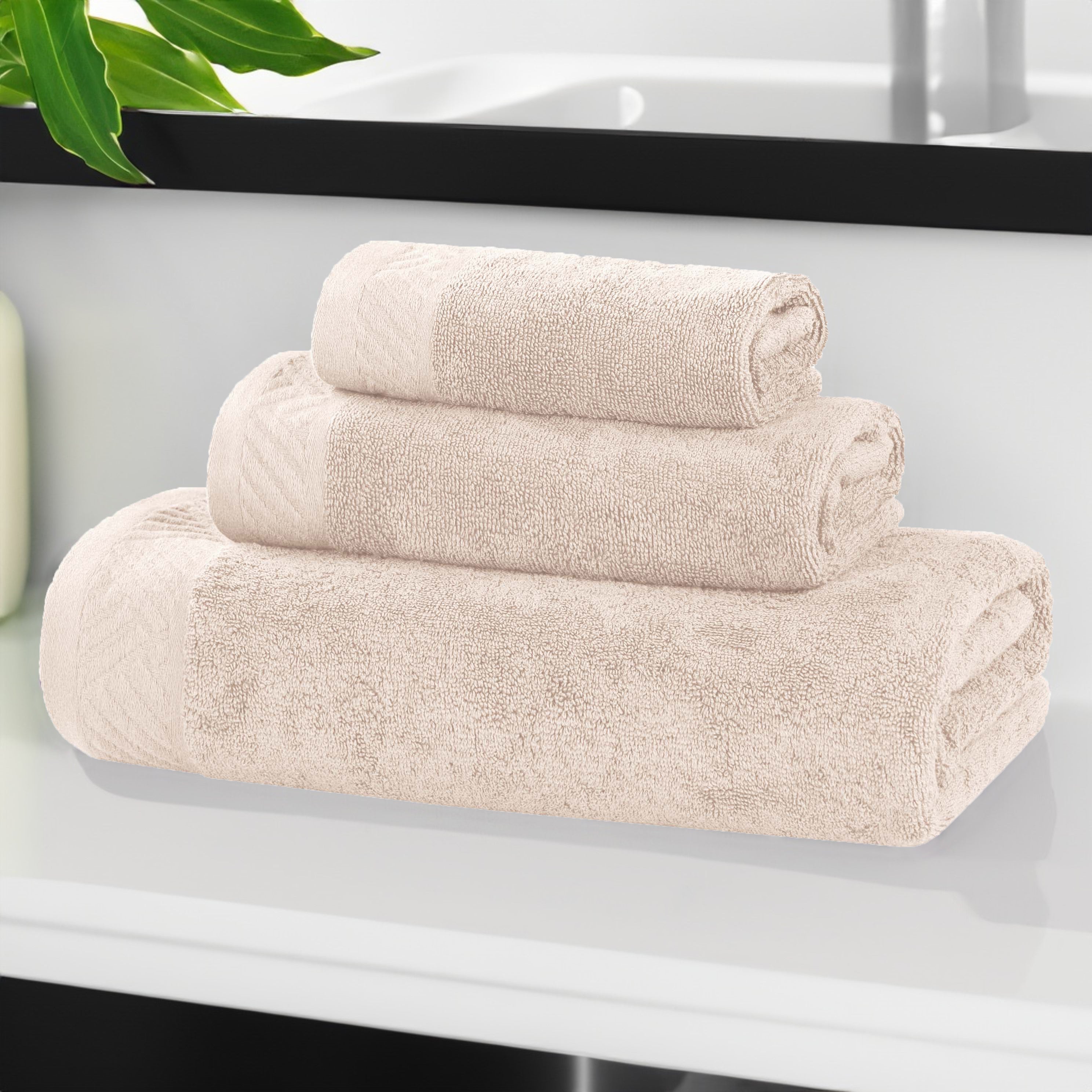 Premium Basketweave Egyptian Cotton 3-Piece Towel Set - Ultra Soft & Absorbent Bath, Beach & Gym Towels for Luxury Spa, Pool & Travel Use