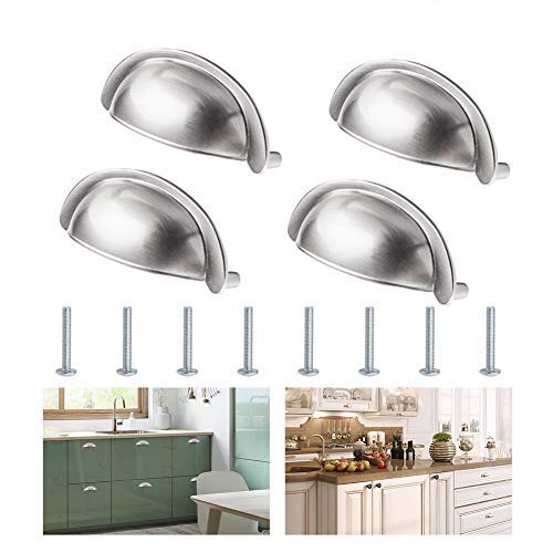 INCREWAY 4 Pack Brushed Nickel Drawer Pulls - 3 Inch Hole Centers for Kitchen Cabinets & Storage