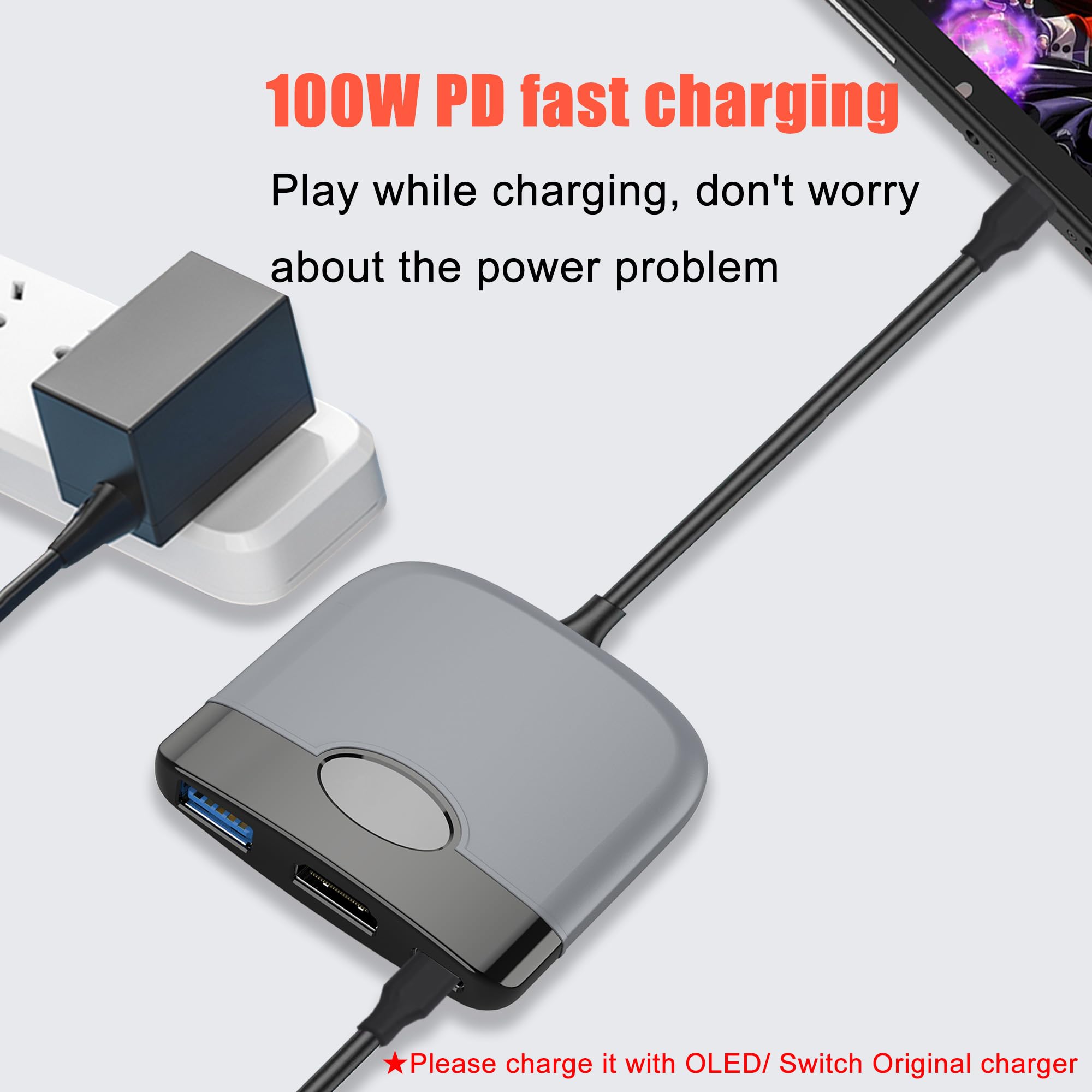 Premium Nintendo Switch Dock for TV - Portable Docking Station with HDMI/PD/USB 3.0 for Switch & OLED Models | HDMI Adapter & Essential Gaming Accessories | Perfect for Home Entertainment & Travel Gaming Setup