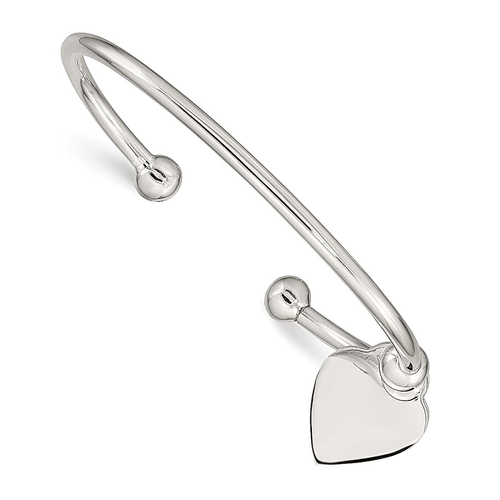 925 Sterling Silver 3mm Heart Bangle Bracelet - Slip On Cuff Love Bracelet for Women | Elegant Fine Jewelry Gift for Her | Perfect for Valentine's Day, Anniversary & Romantic Occasions