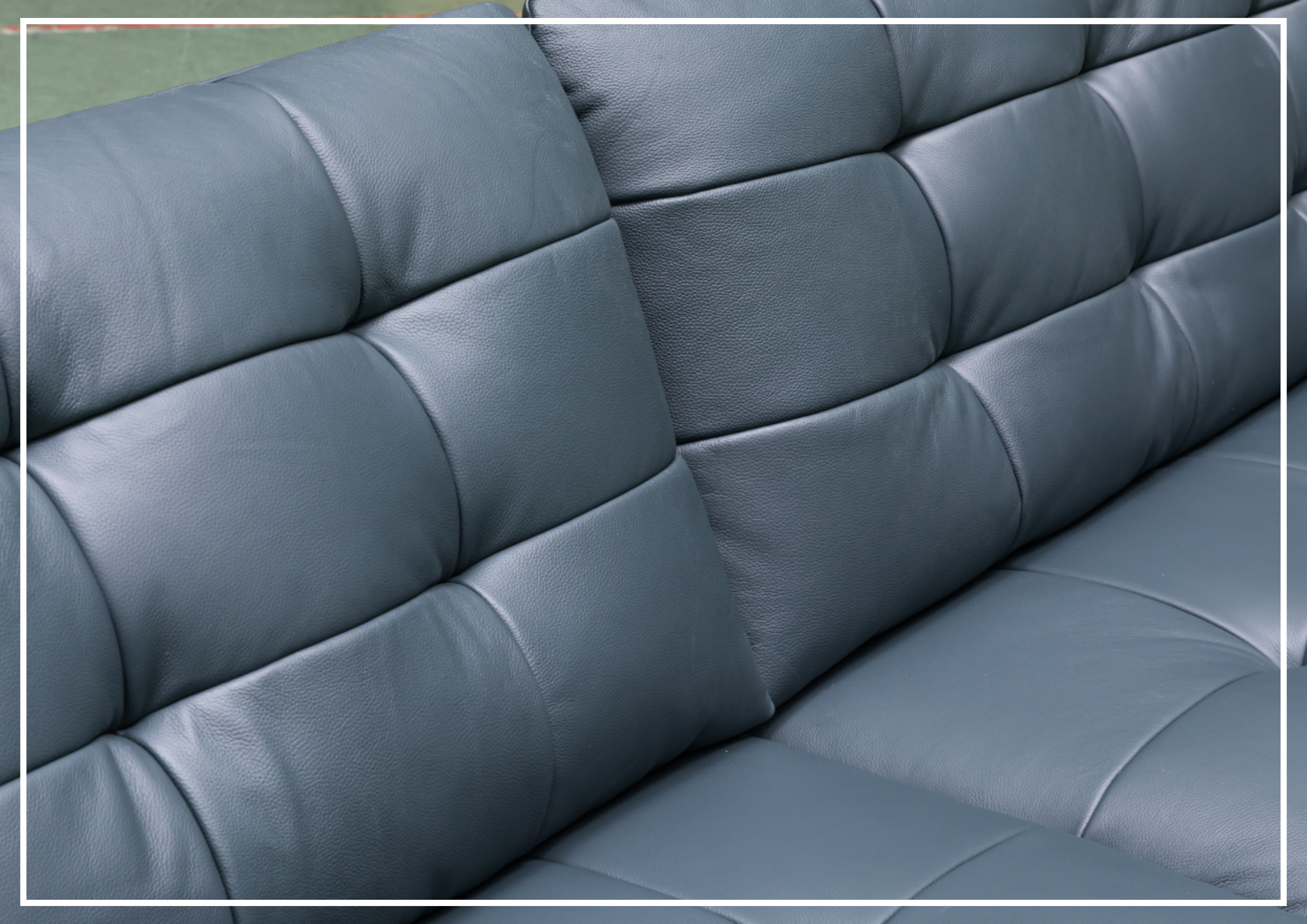 Klaussner Sofiano 2-Seater Blue Leather Sofa with Plush Back Support - Modern Living Room Furniture for Small Spaces & Apartments
