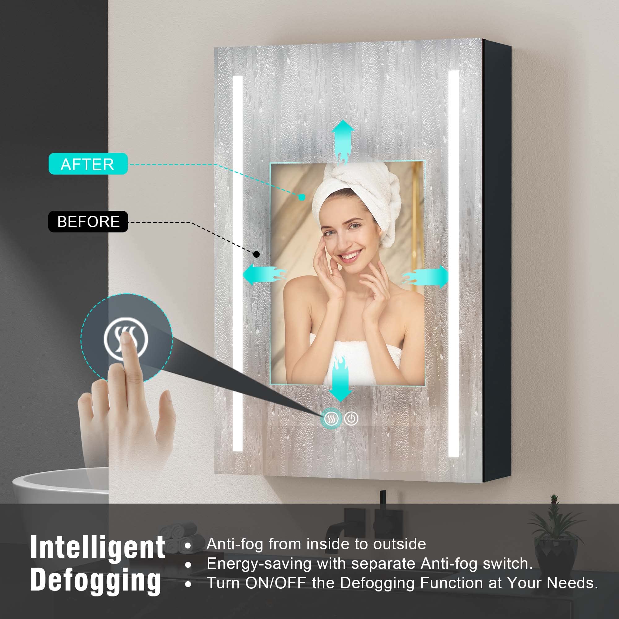 Ogonbrick 30x20 Inch LED Medicine Cabinet with Mirror - Aluminum Bathroom Storage with Defogger, 3 Color Lighting Modes & Dimmable Brightness, Adjustable Glass Shelves - Perfect for Modern Bathrooms, Vanities, and Spa-Like Spaces