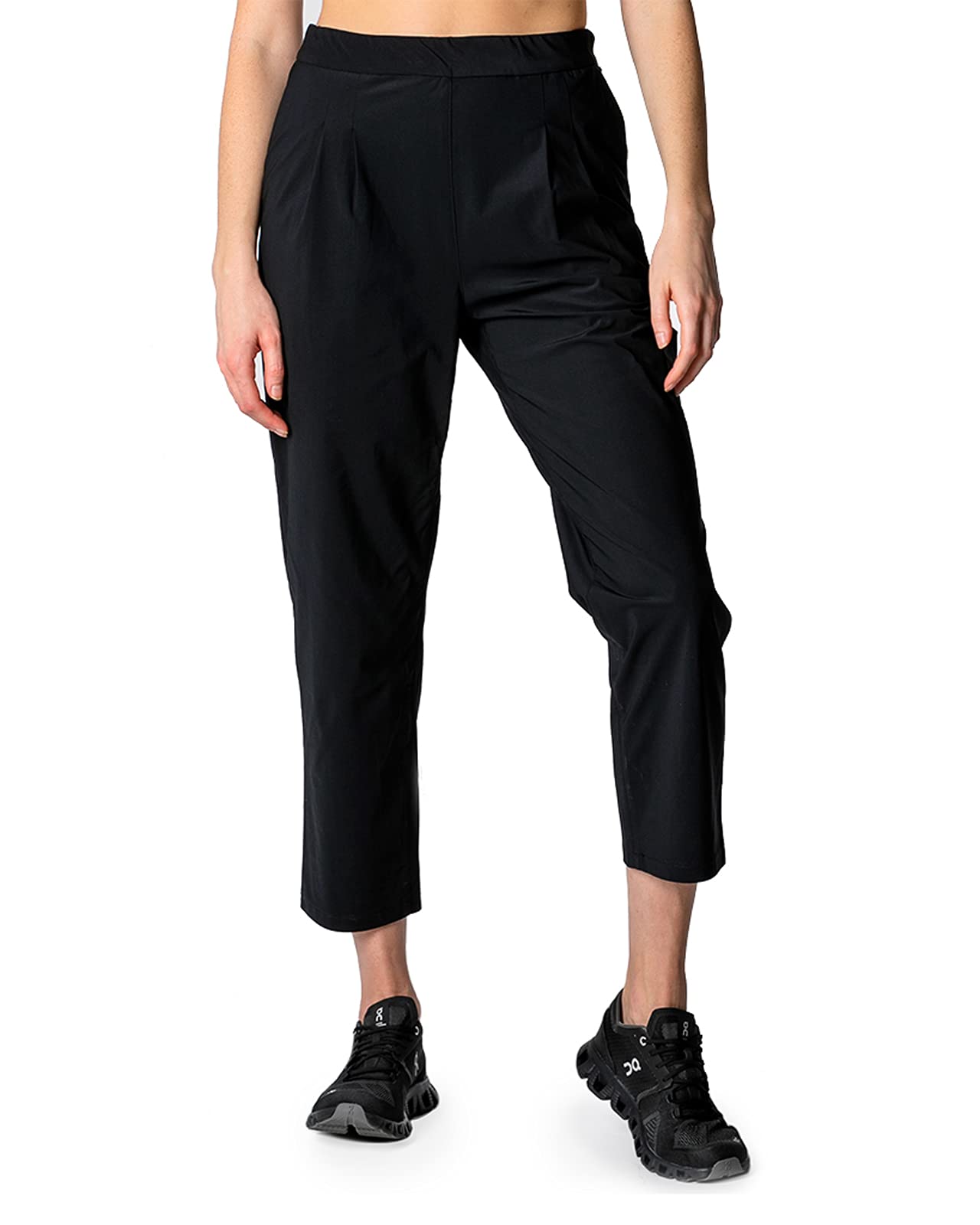 Hemp Black Women's Highline Cropped Pleated Pant - Active Stretch Fabric with Hemp-Infused Pockets for Casual & Office Wear