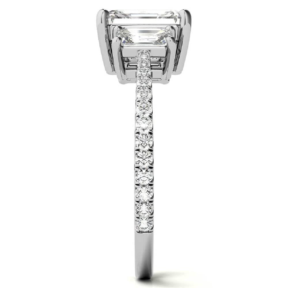 3 CT Emerald Cut Moissanite Engagement Ring - Vintage Wedding Eternity Band with 4-Prong Solitaire Setting in Sterling Silver - Anniversary, Promise Ring Gift for Women - Perfect for Proposals, Weddings & Special Occasions