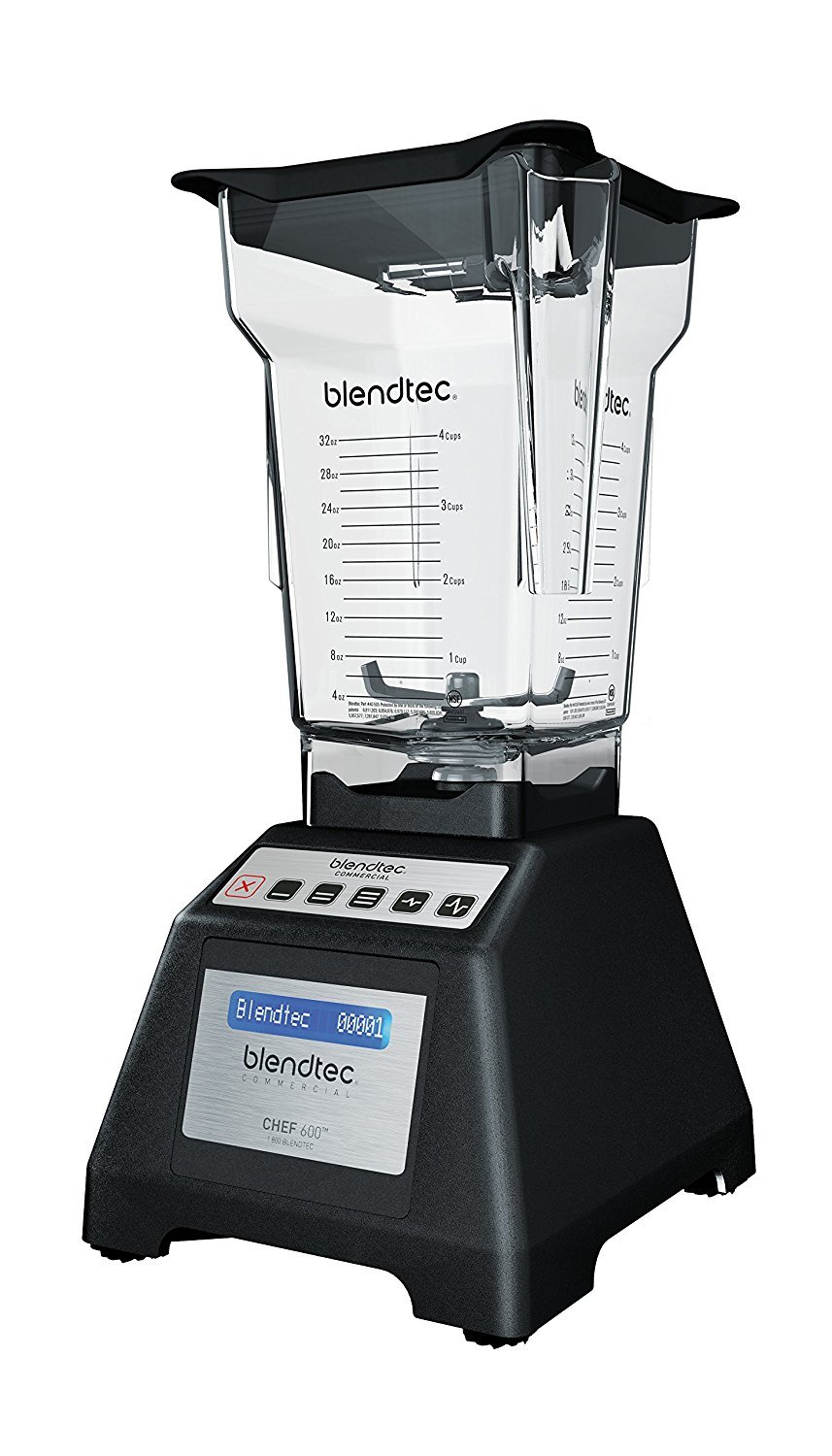 Blendtec Chef 600 Professional Commercial Blender with 4-Side Jar - 3 Preprogrammed & Pulse Cycles - Self Cleaning - Customizable Presets - Black - Perfect for Smoothies, Soups & Restaurant Use