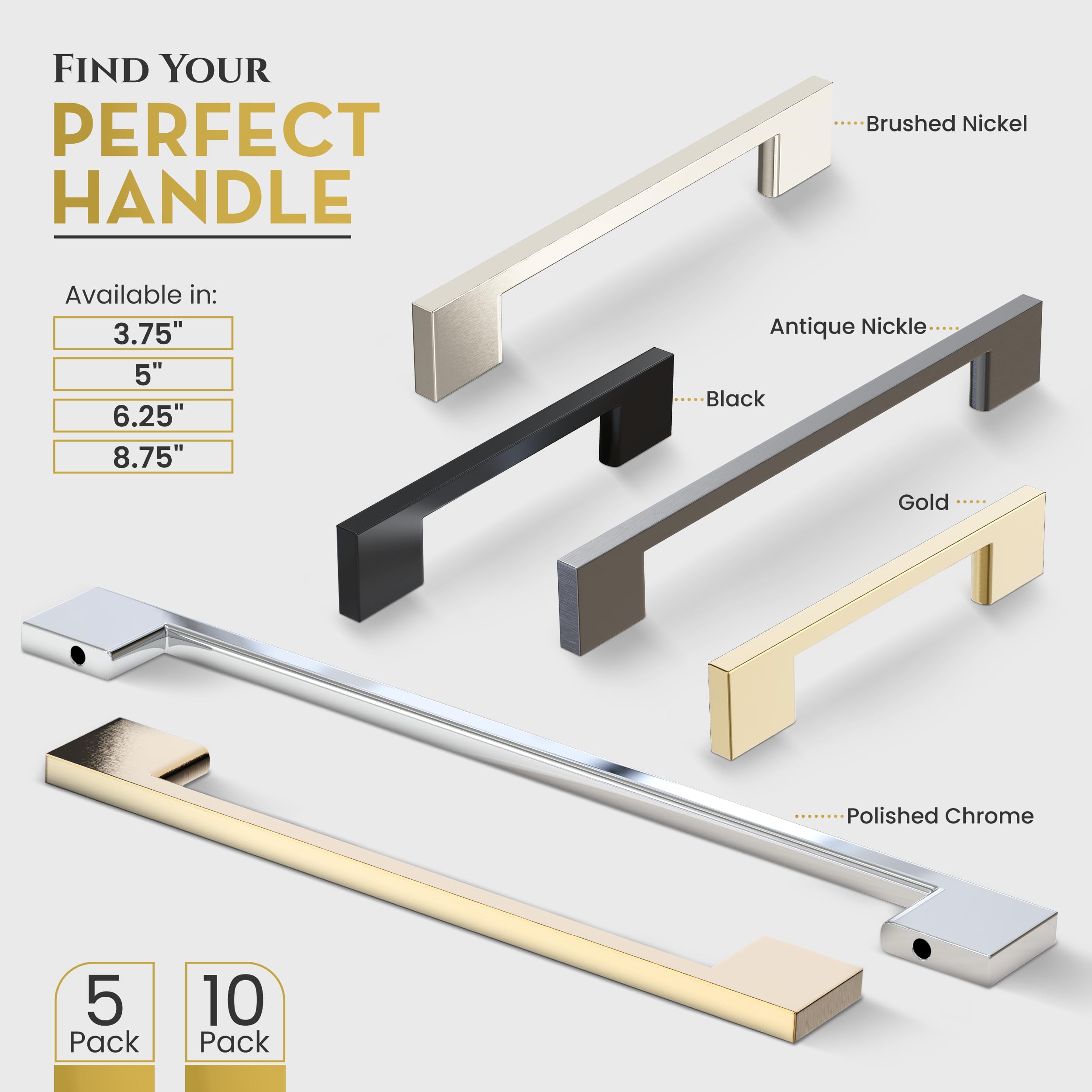 Southern Hills Matte Black Cabinet Pulls 8.75 inch (224mm) - Black Kitchen Cabinet Handles, Dresser Drawer Pulls & Vanity Hardware - Perfect for Modern Kitchens, Bathroom Vanities & Furniture Upgrades