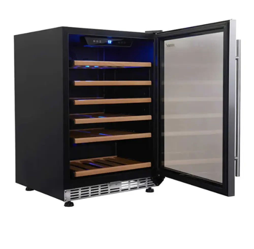 HUS WC54S ZY Vino Pro 154L Single Zone Stainless Steel Wine Cooler Refrigerator - Perfect for Home Bars, Restaurants, and Wine Cellars