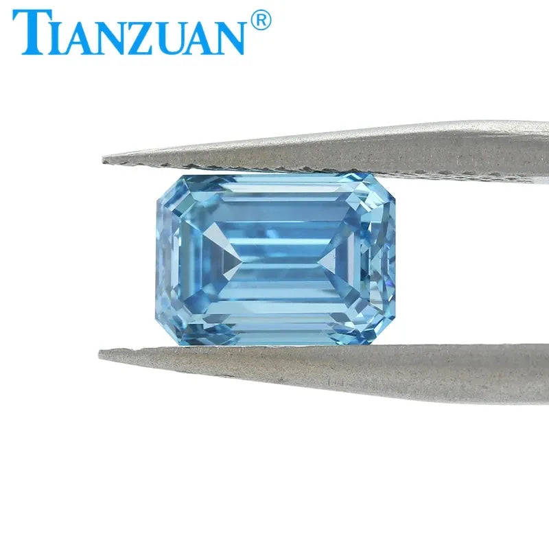 2.03CT VS2 Lab Grown Emerald Cut Diamond - Fancy Vivid Blue CVD Loose Gemstone with GEMID Certification | Perfect for Engagement Rings, Wedding Bands & Fine Jewelry Making