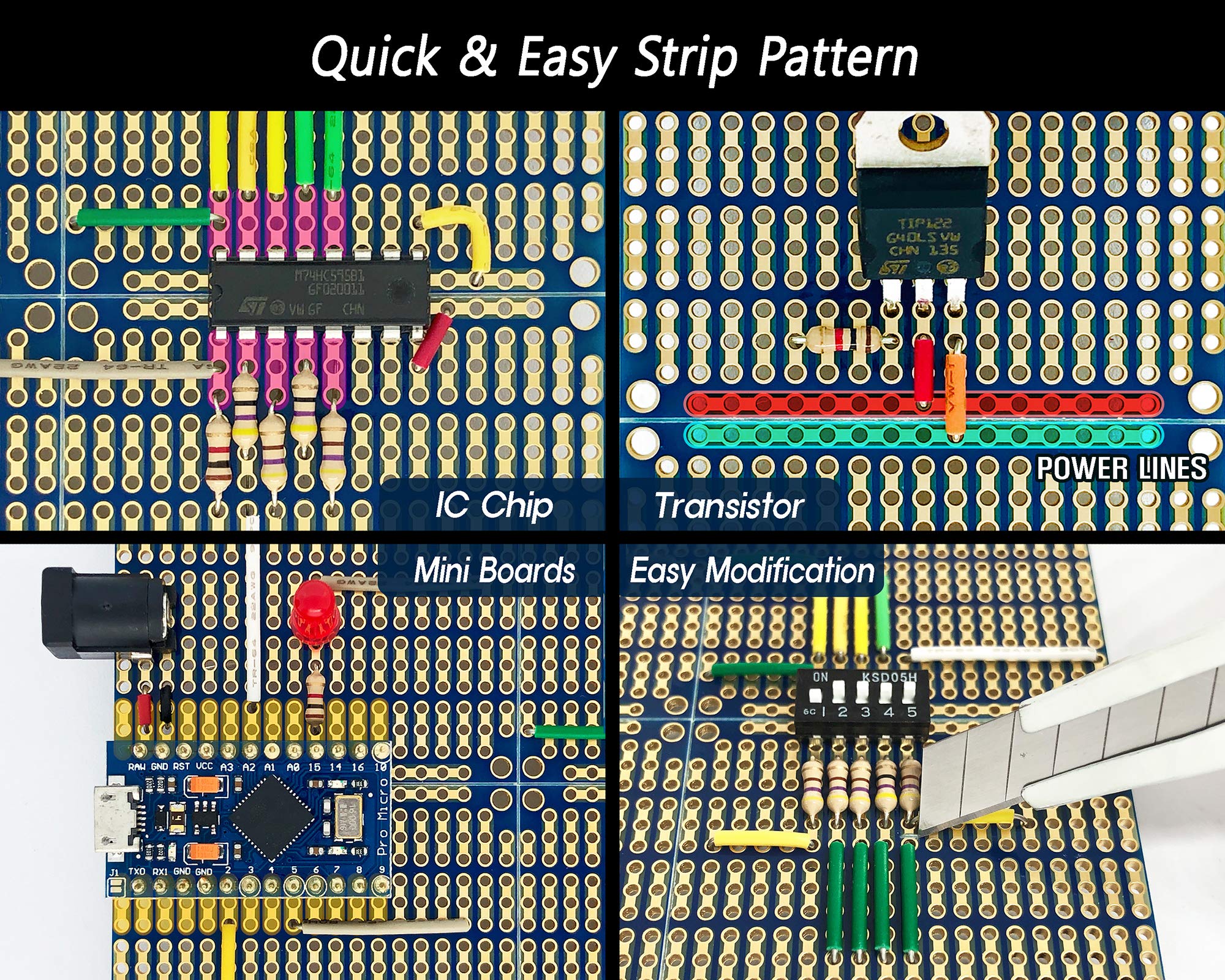 ElectroCookie Snappable PCB Strip Board - 3.8
