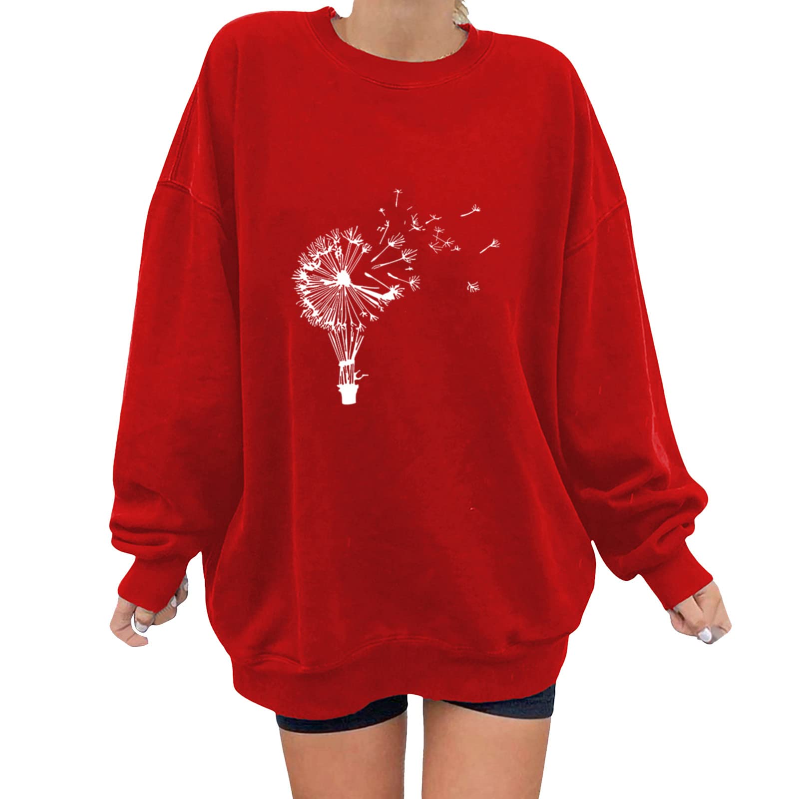 Women's Heavyweight Hoodless Sweatshirts & Hoodies - Cozy Crewneck Pullover for Fall & Winter - Loose Fit Casual Outfits for Women - Perfect for Layering, Lounging & Outdoor Activities