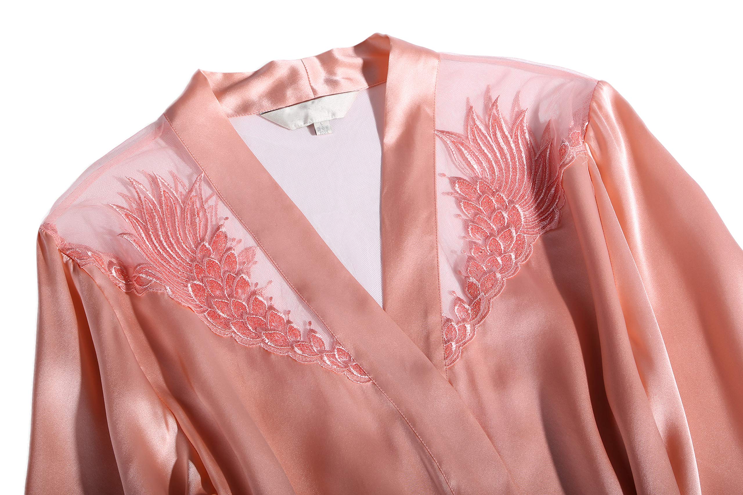 Pure Mulberry Silk Pajama Set for Women - Lace Flower Nightgown & Robe Lounge Wear - Perfect for Sleepwear, Bridal Shower Gift & Luxury Home Relaxation