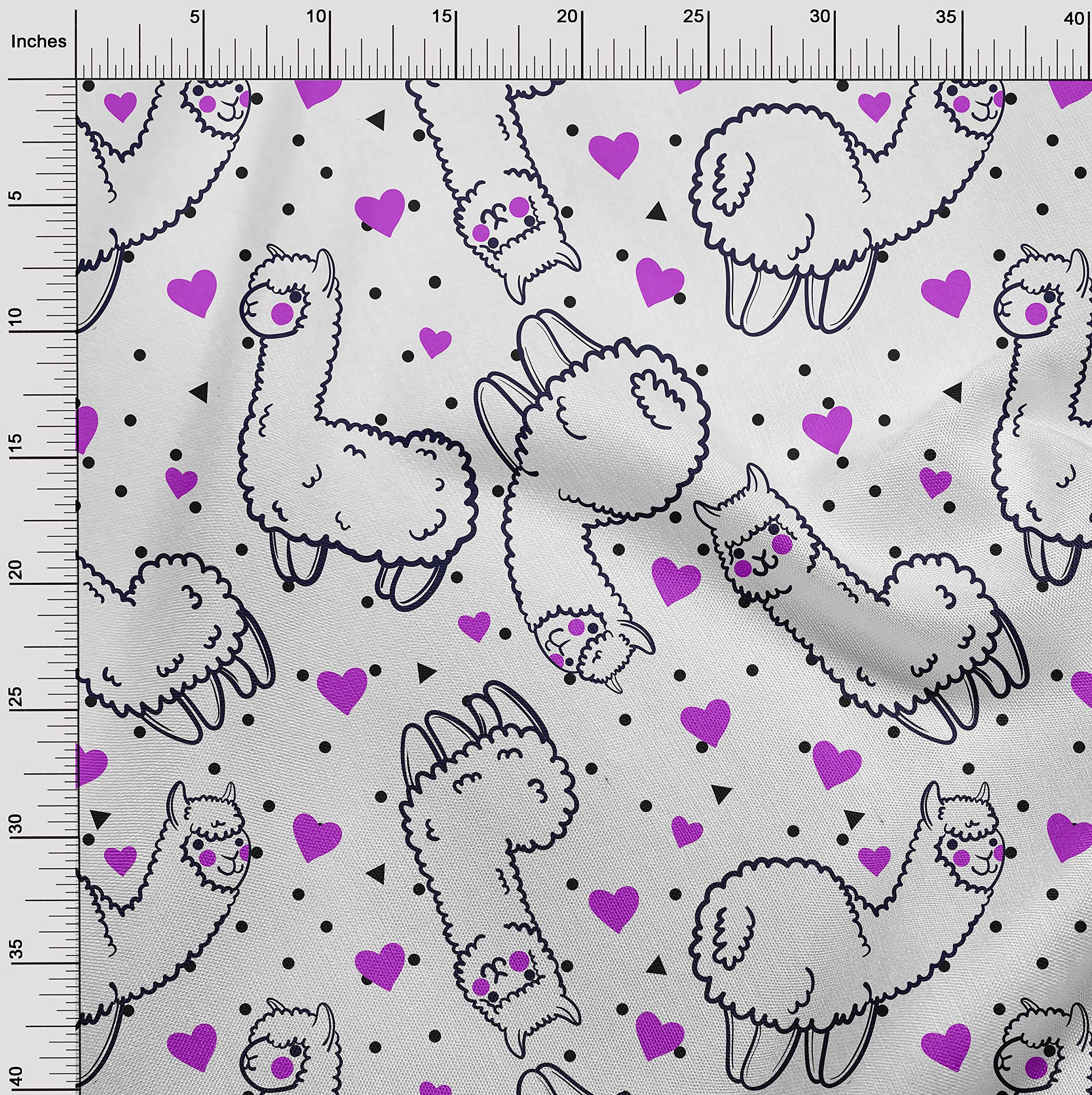 oneOone Georgette Viscose White Fabric - 42 Inch Wide Sheep Print Dress Material by The Yard | Perfect for Nursery Decor, DIY Dresses & Home Sewing Projects