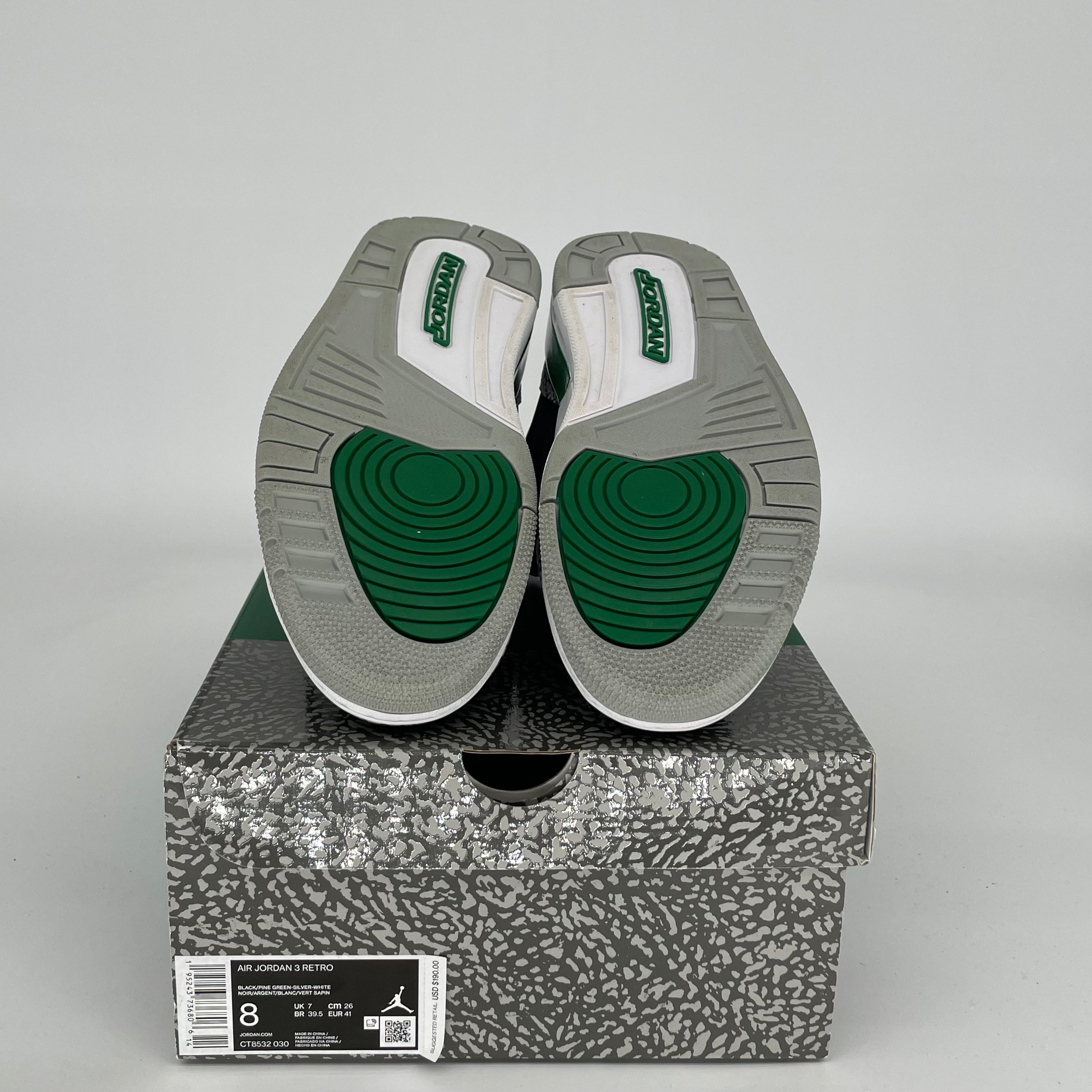 AIR JORDAN 3 Retro Pine Green Men's Basketball Shoes Size 8 - CT8532-030 | Authentic Sneakers for Sports, Streetwear & Casual Outfits
