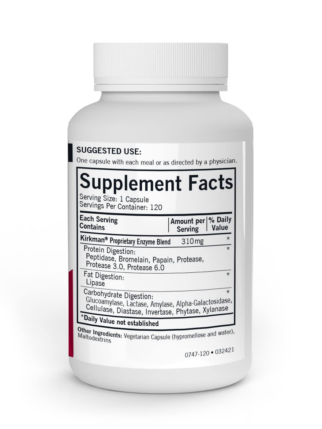 Kirkman Enzyme Complete with DPP-IV - 120 Capsules | Powerful Digestive Support | Broad Spectrum Digestive Enzymes | Hypoallergenic Formula | For Gut Health & Food Sensitivity Relief | Ideal for Meals & Digestive Comfort