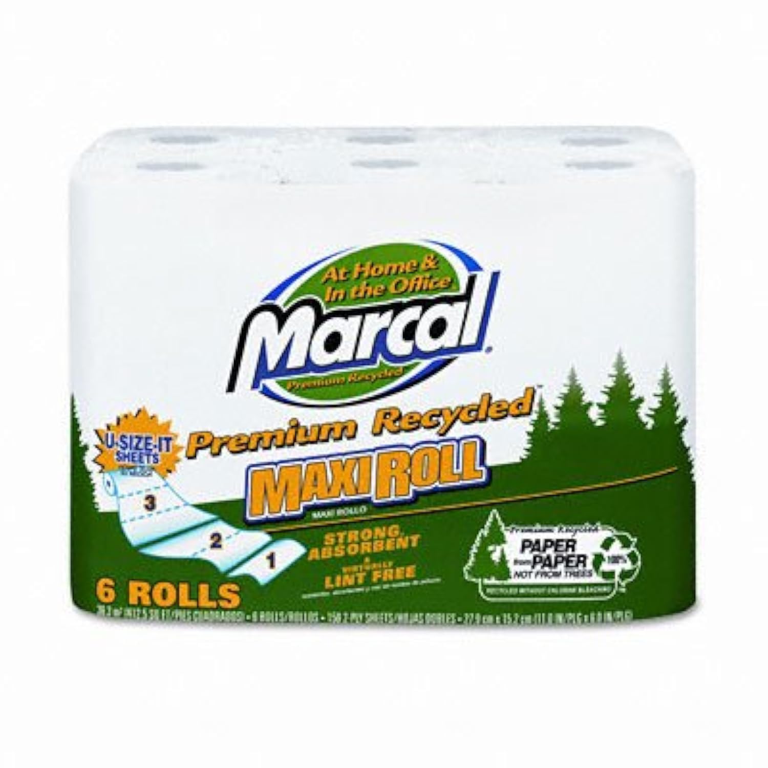 Marcal Perforated Maxi Paper Towel Roll, 5-3/4 x 11 Inches, White, 140 Sheets per Roll, 6 Rolls per Pack – Ideal for Kitchen, Bathroom & Office Cleaning