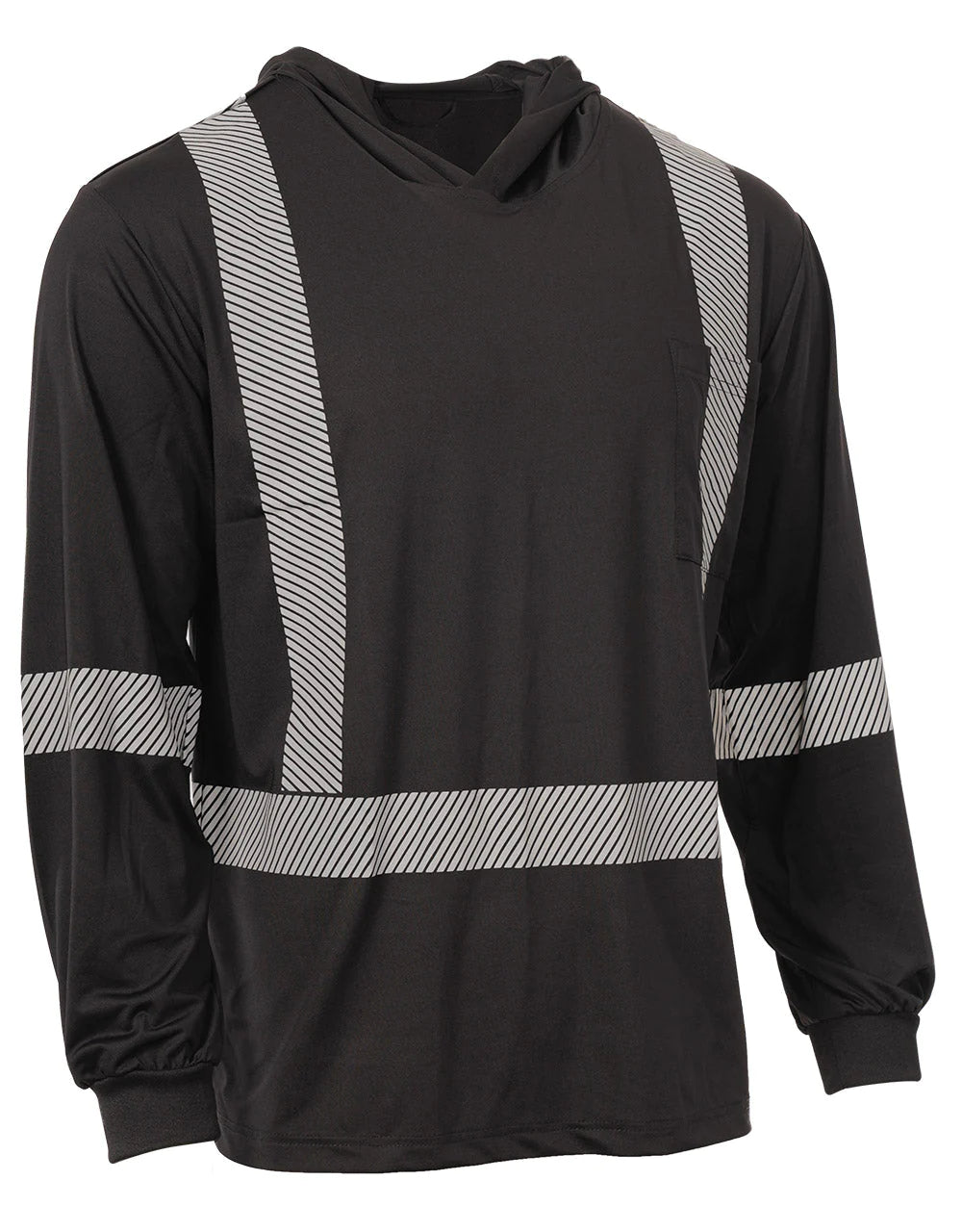 FORCEFIELD Hooded Ultrasoft Technical Long Sleeve Hi-Vis T-Shirt 022 SPXCSA - High Visibility Workwear for Construction & Outdoor Safety