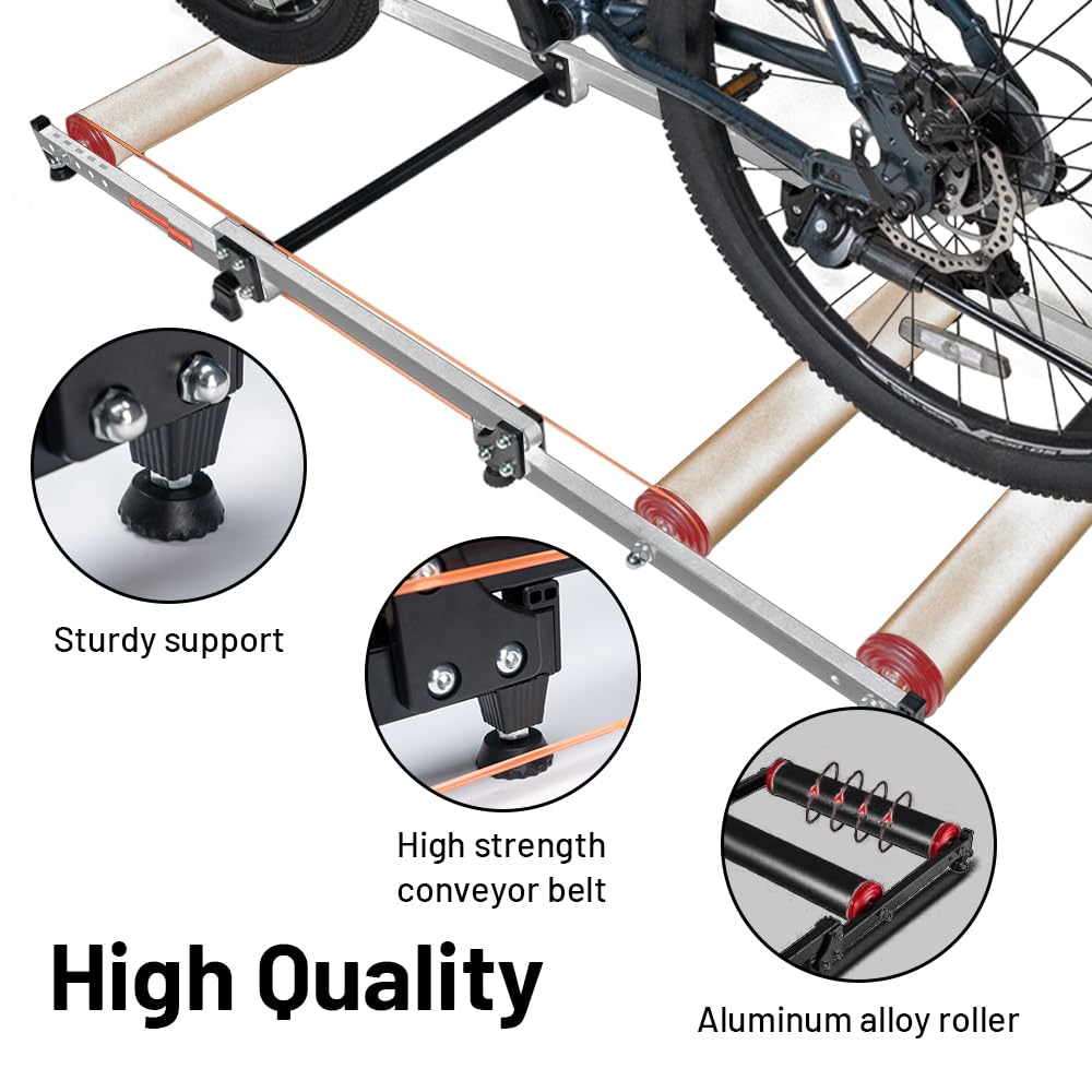 Adjustable Indoor Bike Trainer Stand with Resistance - Foldable Cycling Rollers for MTB & Road Bikes - Home Exercise Equipment for Cardio & Endurance Training