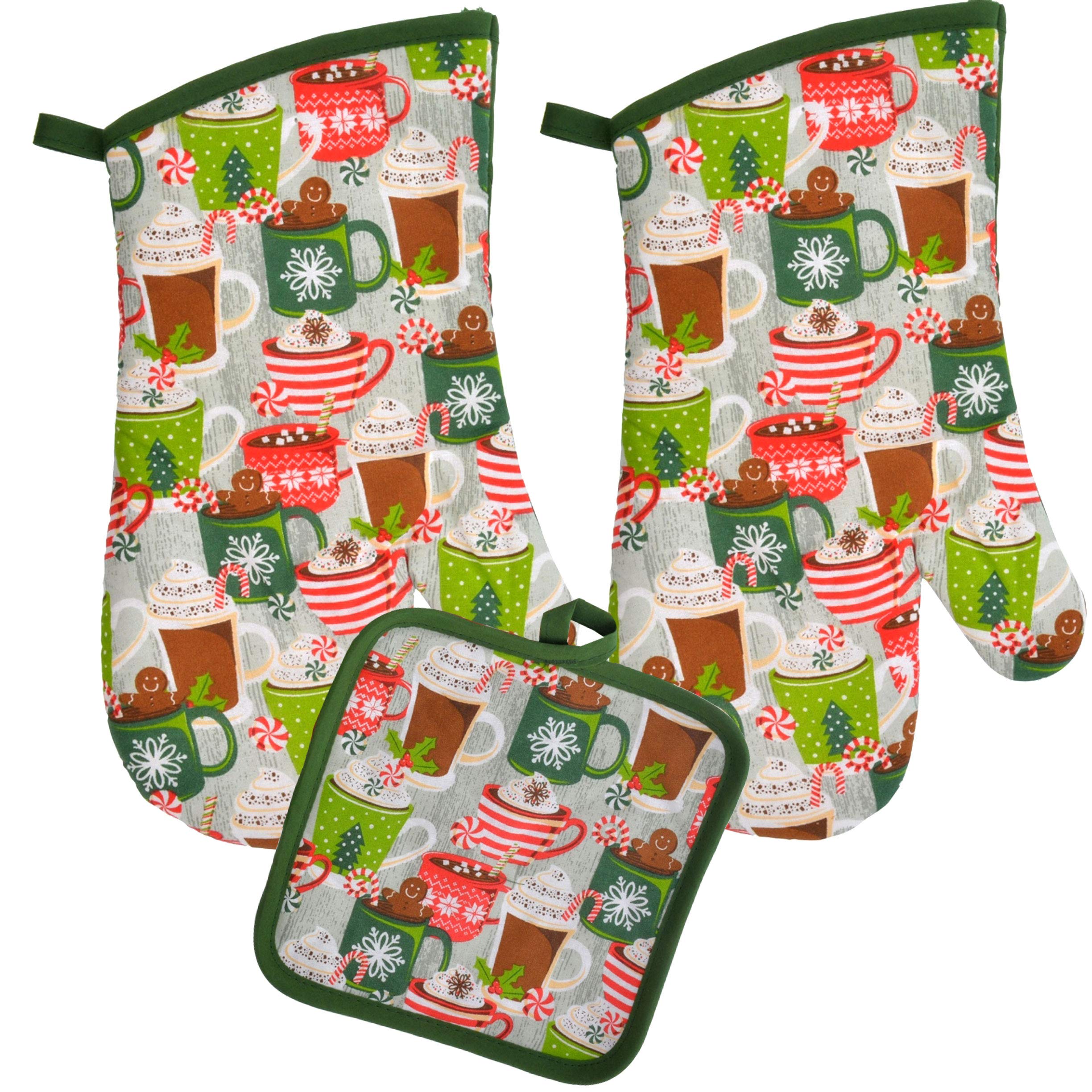 Heat Resistant Oven Mitts & Pot Holders Set - Premium Kitchen Linens for Baking, Cooking & Grilling (Latte Color) - Perfect for Home, Restaurant & Outdoor BBQ Use
