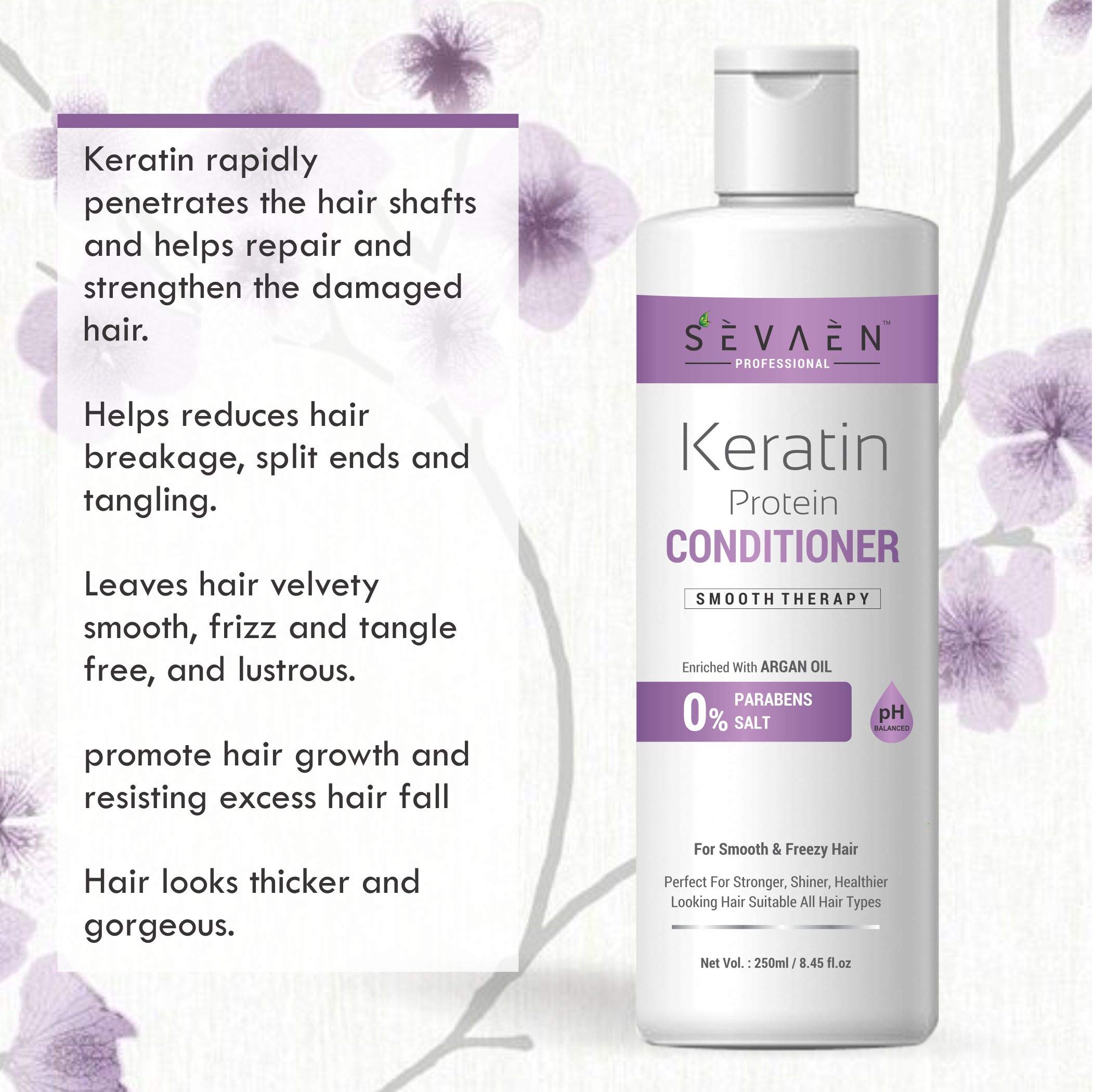 Keratin & Argan Oil Smooth Therapy Conditioner 250ml - Deep Hydrating Hair Treatment for Frizz-Free, Silky Smooth Hair - Sulfate & Paraben Free - Perfect for Dry, Damaged & Curly Hair Care Routine