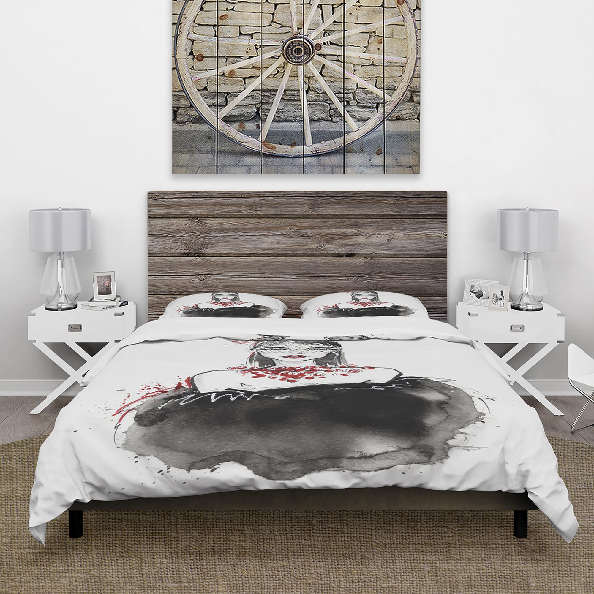 DesignQ Bunny Costume Duvet Cover Set - King Size 3-Piece White Modern Contemporary Bedding - Perfect for Romantic Bedrooms & All-Season Comfort