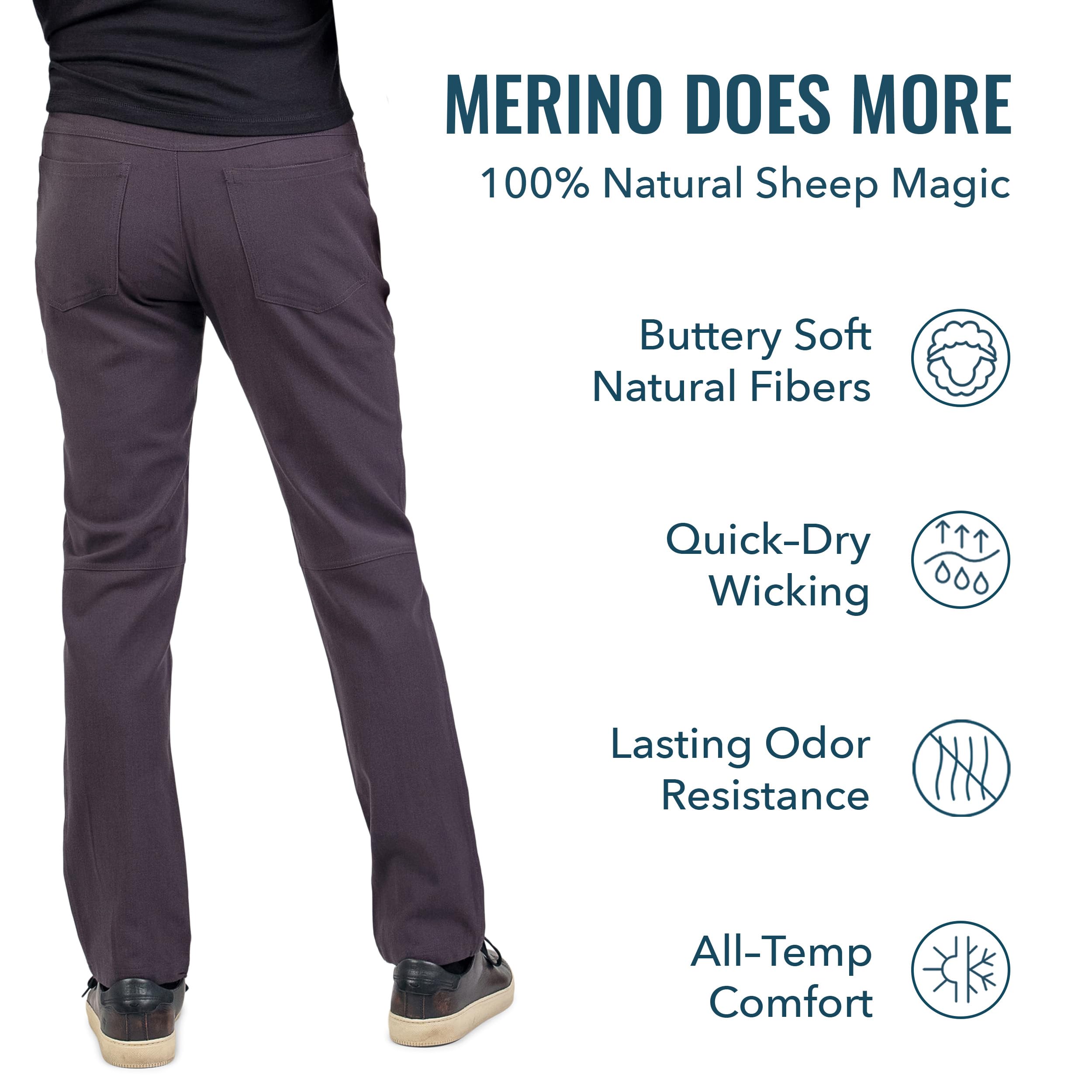 Woolly Clothing Co Men's Merino Wool Longhaul Pants - Premium Travel & Outdoor Hiking Pants for Comfort & Durability