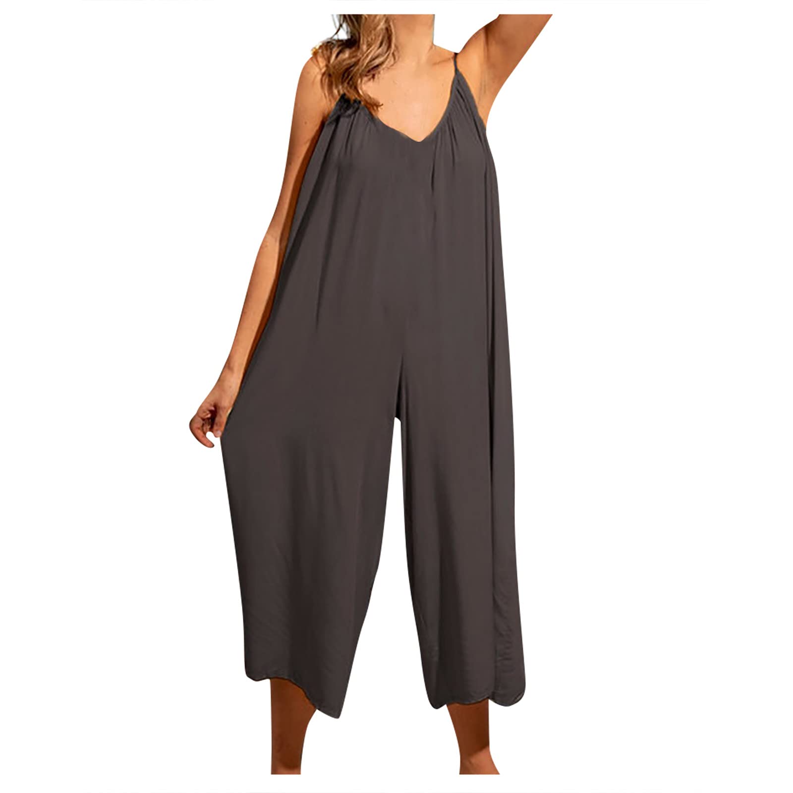 Sukilimiy Women's Summer Sleeveless Casual Tank Top Jumpsuit - Loose Fit Short Romper with Pockets | Perfect for Beach, Vacation & Everyday Wear