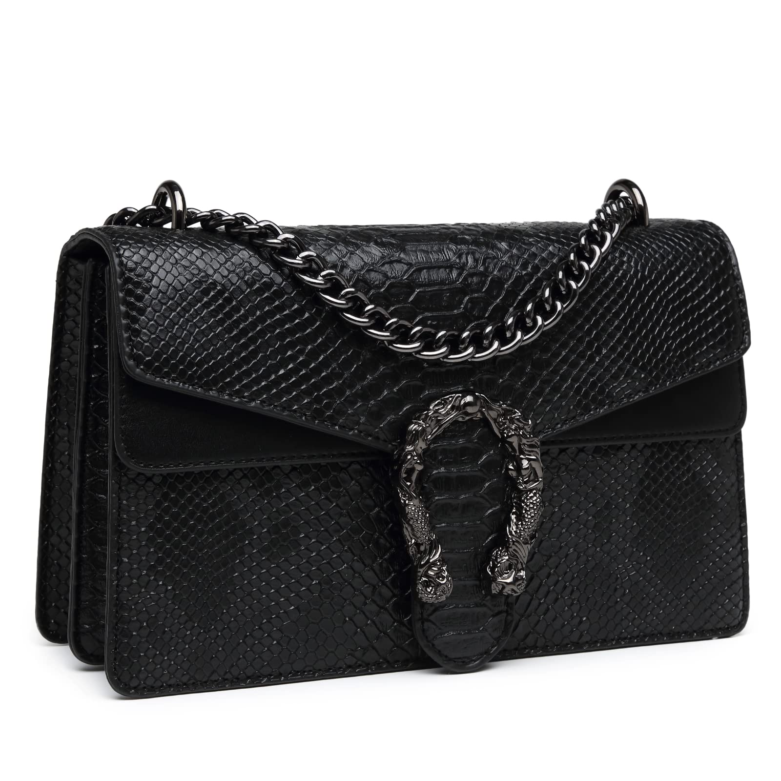 MYHOZEE Women's Crossbody Bag - Snake Print Leather Clutch Purse with Chain Strap, Fashion Shoulder Bag for Evening, Party, and Daily Use