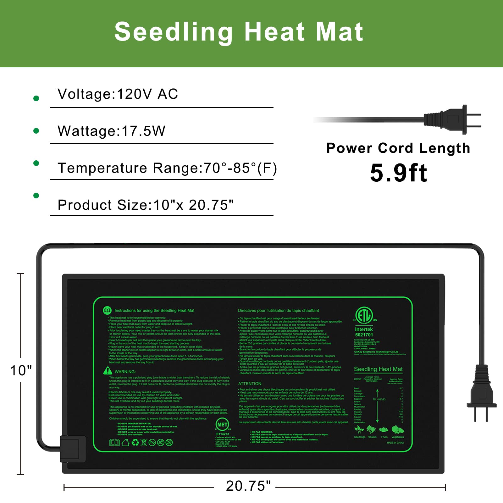 KOKOPRO 2 Pack Waterproof Seedling Heat Mat - 10
